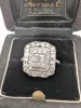 Bague en or blanc avec diamants baguette et brillants sold by 58 Facettes