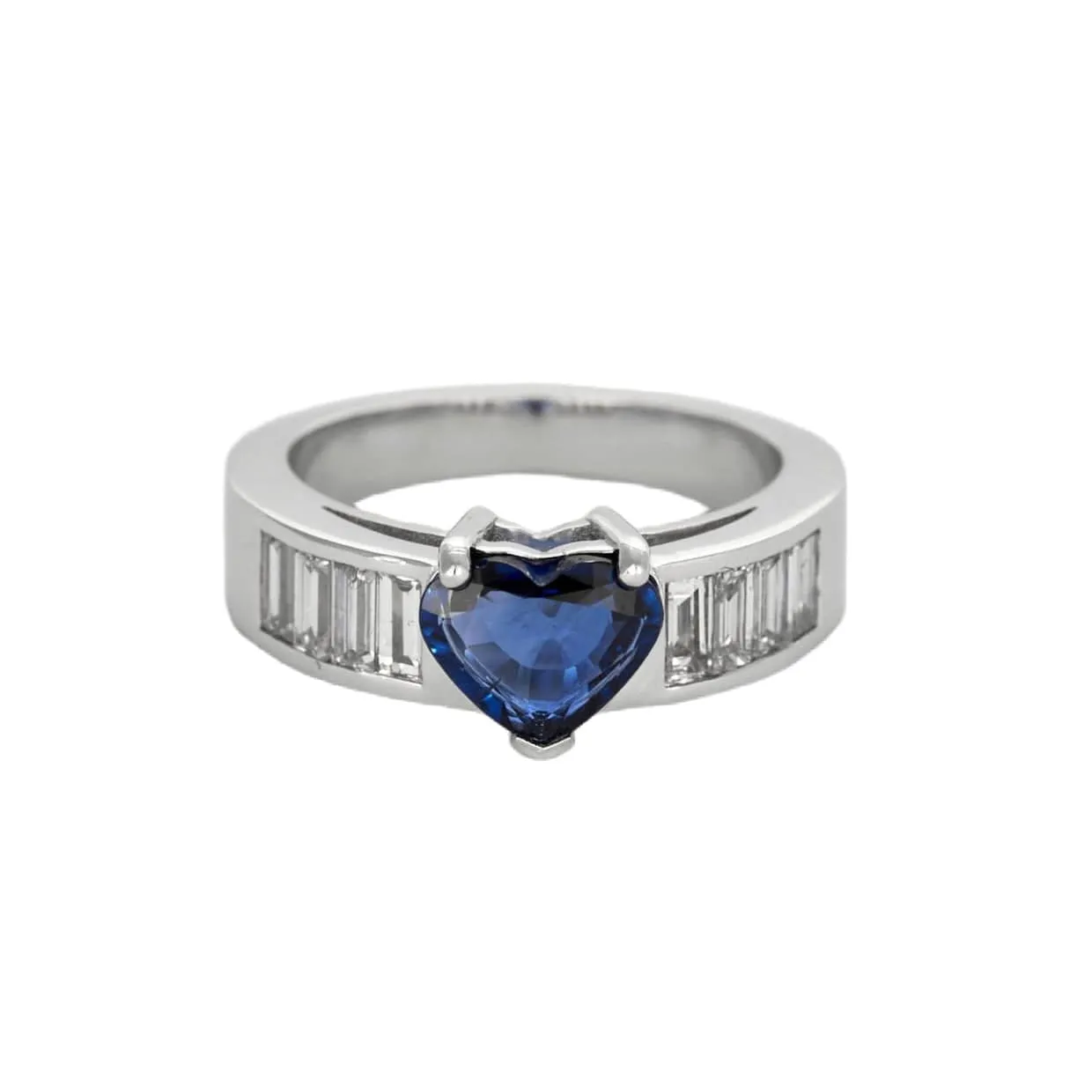 Bague jonc or gris, saphir et diamants sold by 58 Facettes