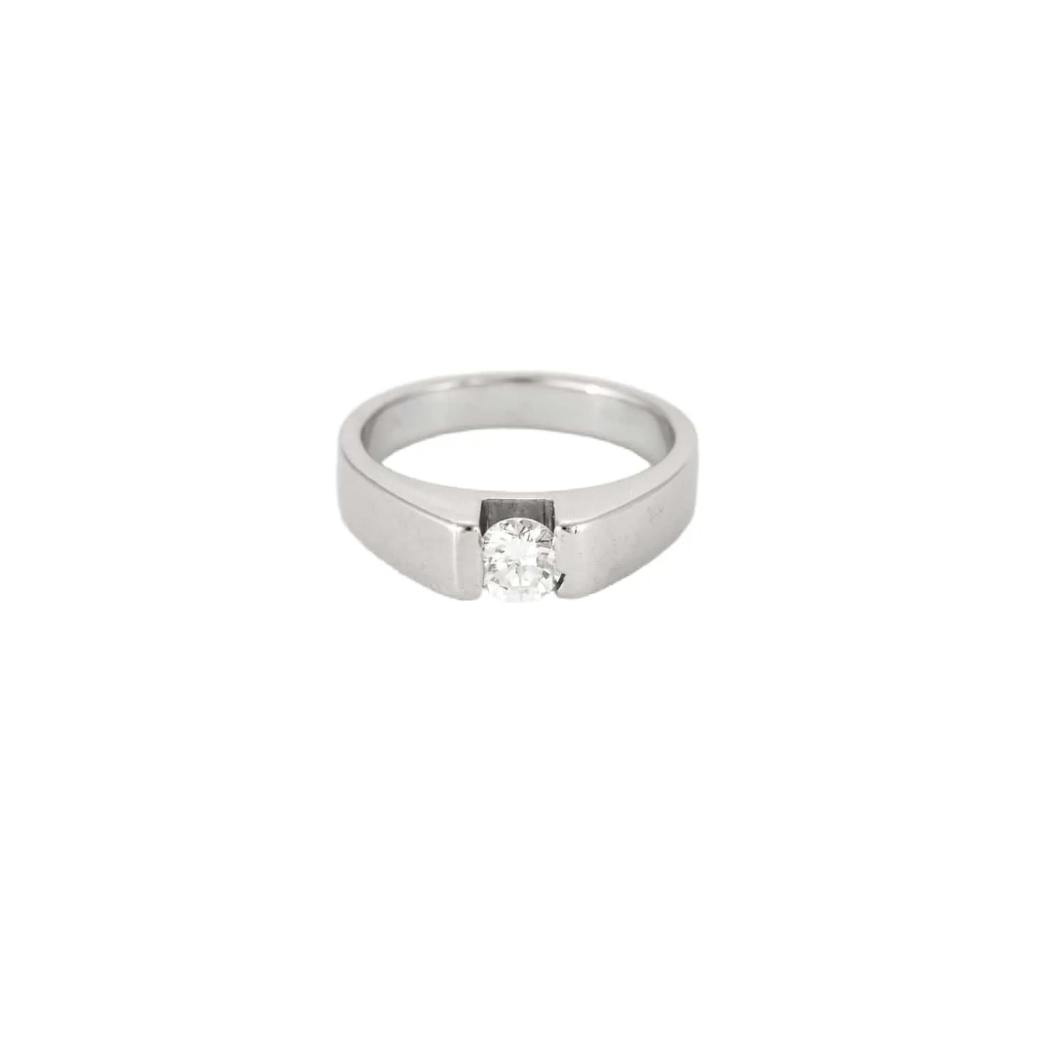 Bague Solitaire Style Chevalière Or Blanc Diamant sold by 58 Facettes