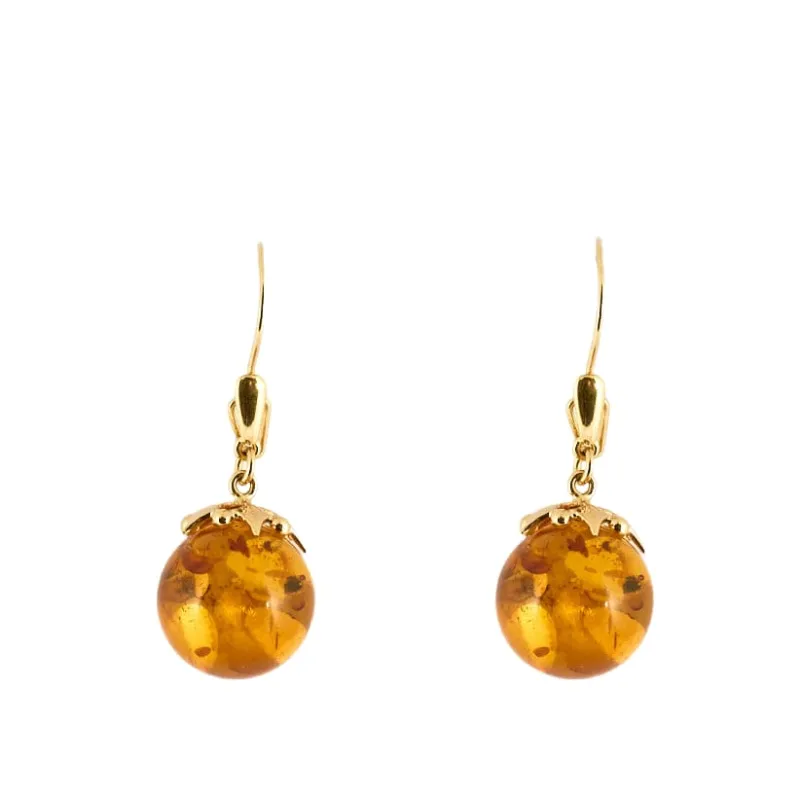 Boucles d'oreilles dormeuses or jaune et ambre sold by 58 Facettes