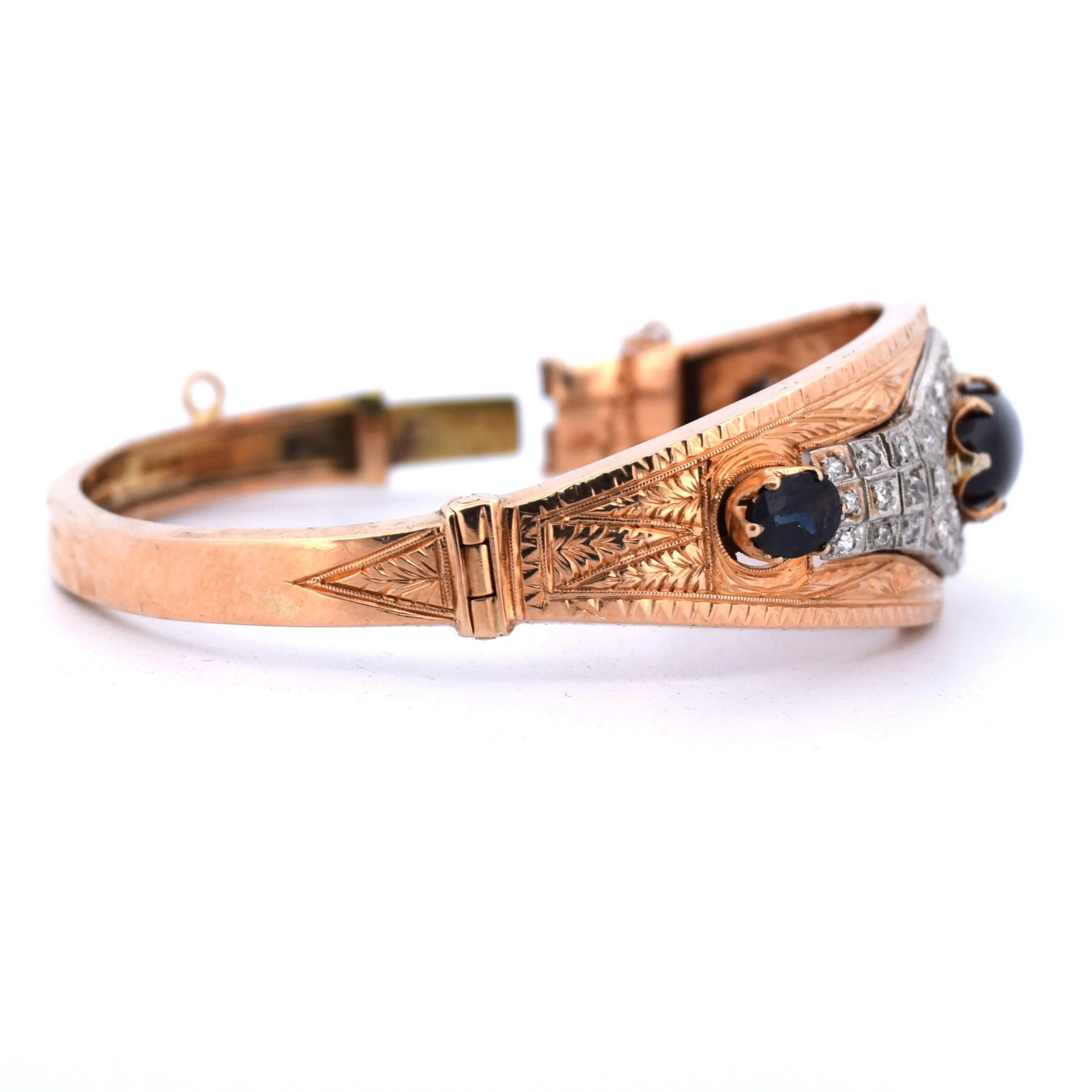 Bracelet années 40 - Or 18 carats et argent - Cabochon saphir sold by 58 Facettes product image thumbnail 5