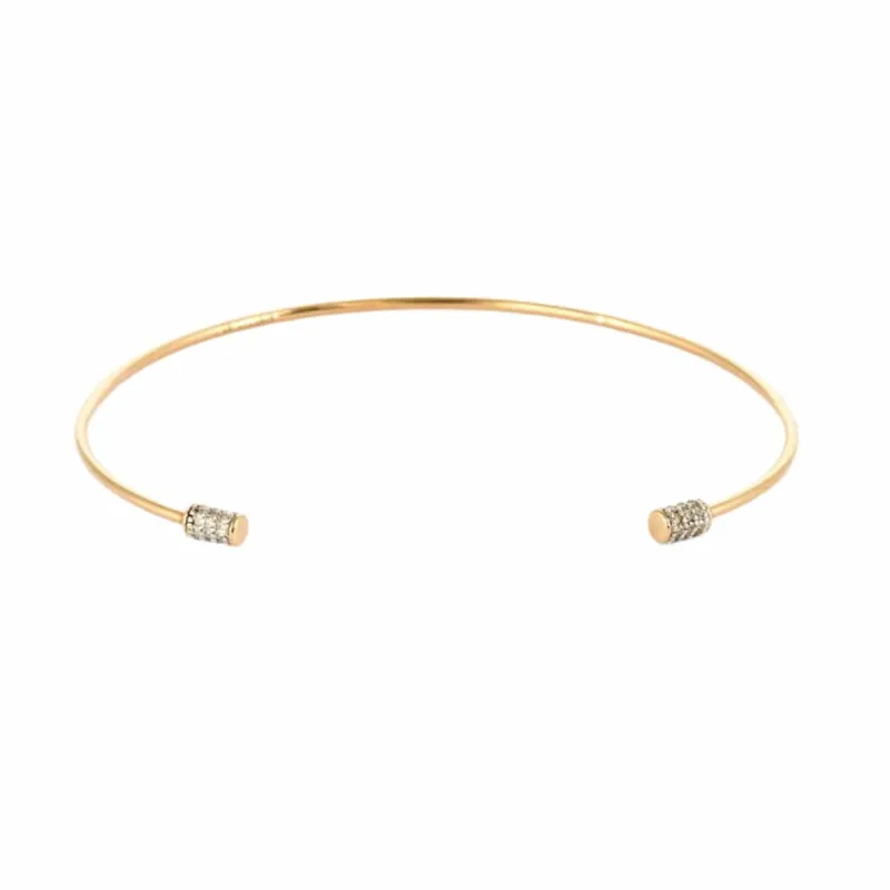 GINETTE NY - “Single diamond choker bangle” - Bracelet jonc en or rose et diamants sold by 58 Facettes