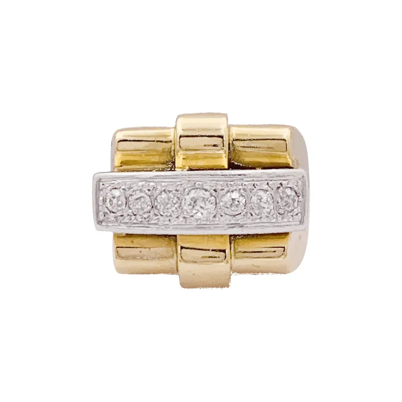 Bague Tank en or jaune, platine, diamants sold by 58 Facettes