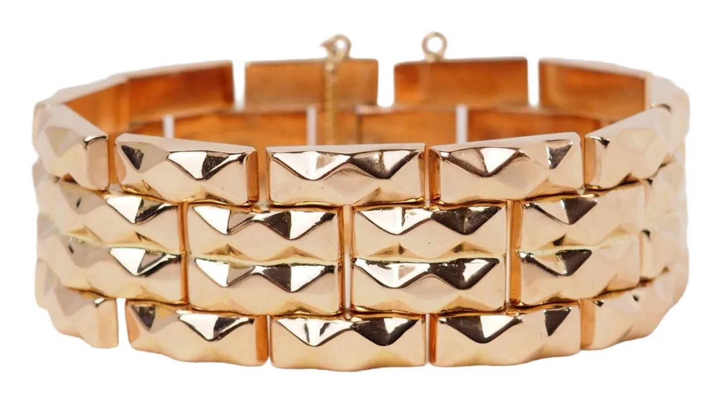 Bracelet tank années 1940 vintage en or rose sold by 58 Facettes