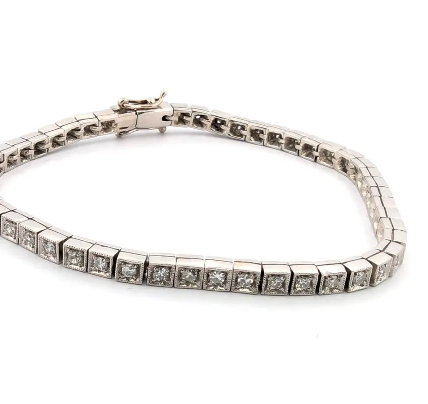 Bracelet tennis en platine avec diamants sold by 58 Facettes