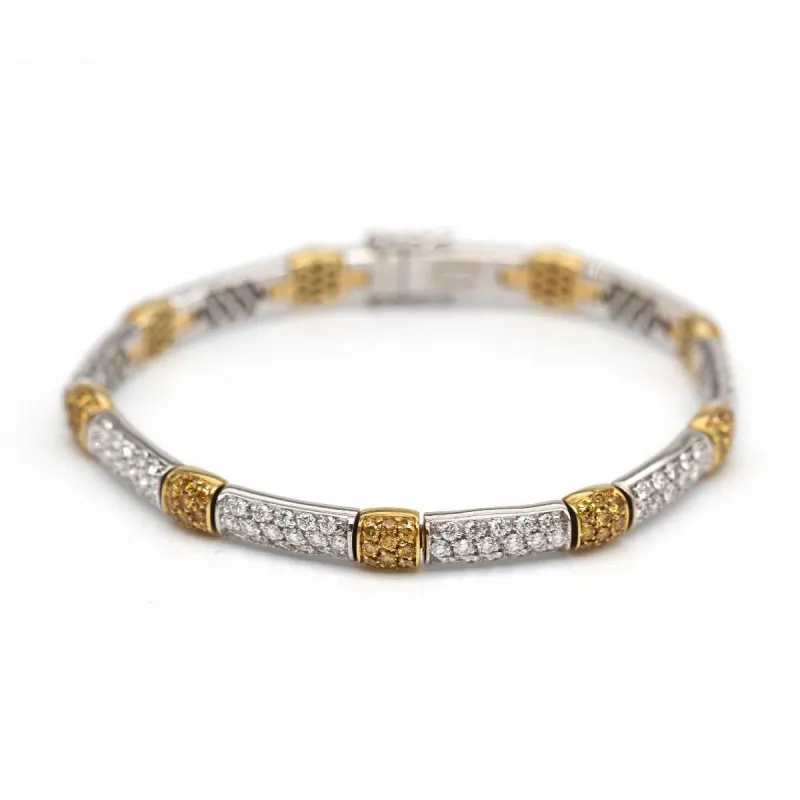 Bracelet bicolore en or, diamant et saphir jaune sold by 58 Facettes