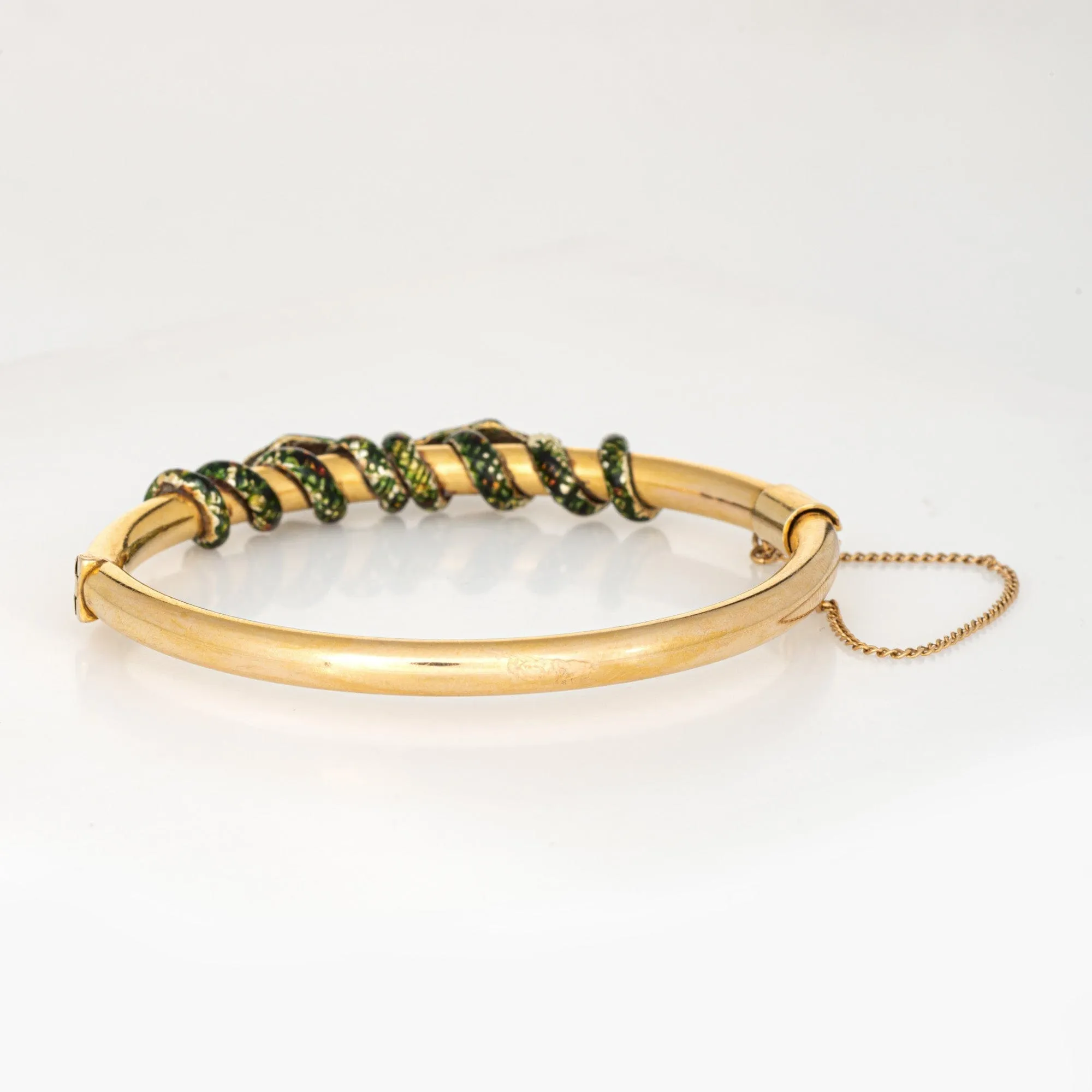Victorien - Bracelet jonc serpent double en or jaune 14 carats émaillé sold by 58 Facettes product image thumbnail 5