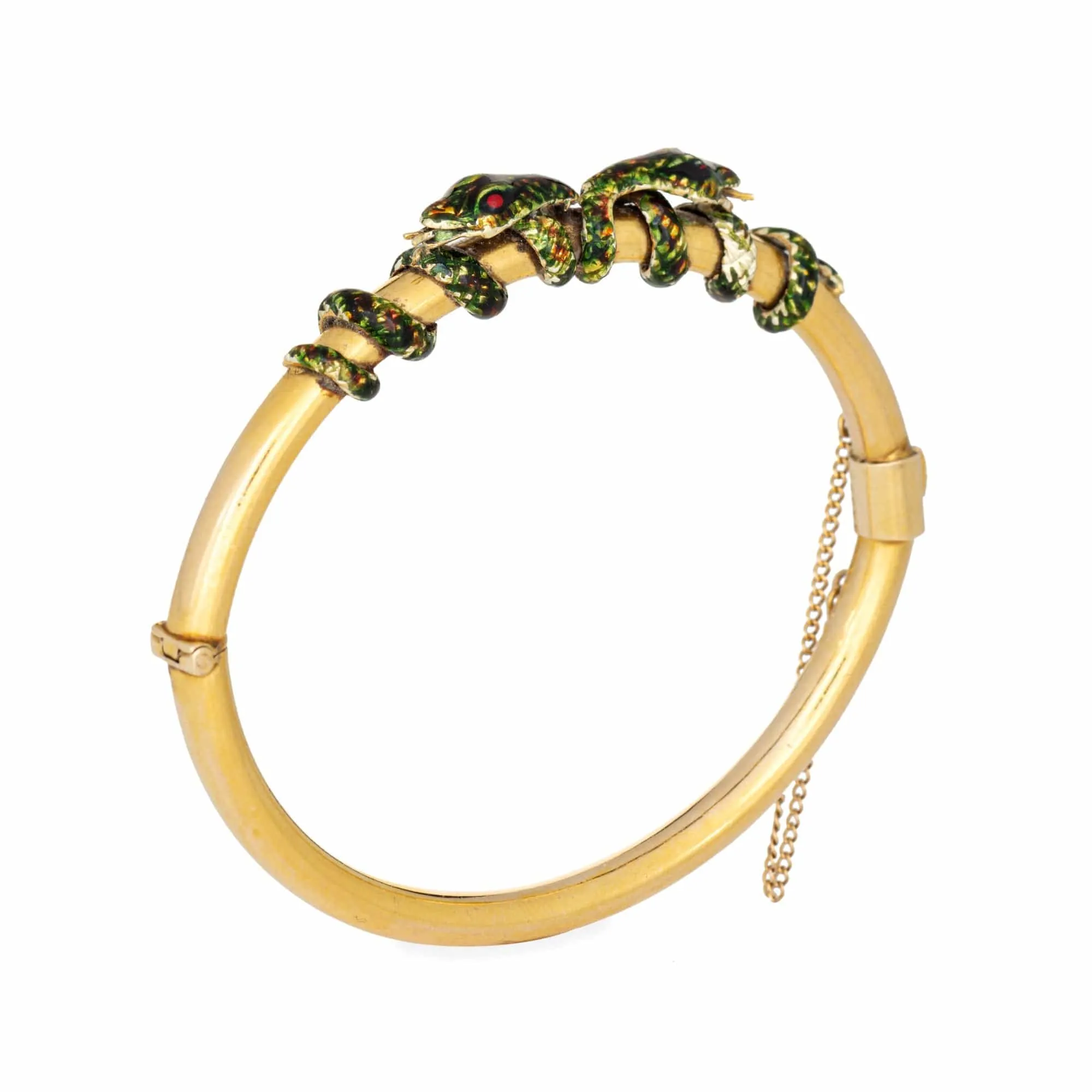 Victorien - Bracelet jonc serpent double en or jaune 14 carats émaillé sold by 58 Facettes product image thumbnail 3