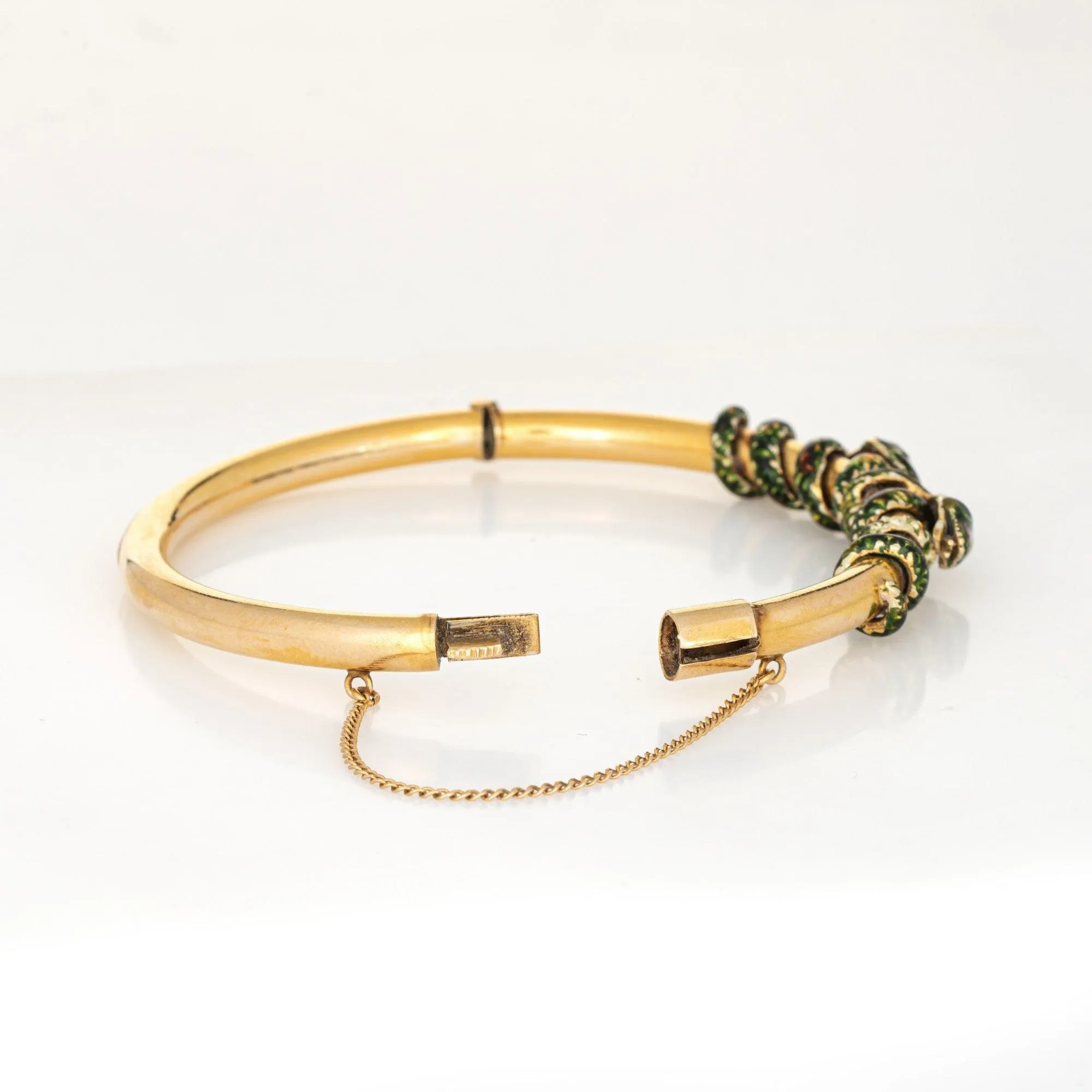 Victorien - Bracelet jonc serpent double en or jaune 14 carats émaillé sold by 58 Facettes product image thumbnail 4