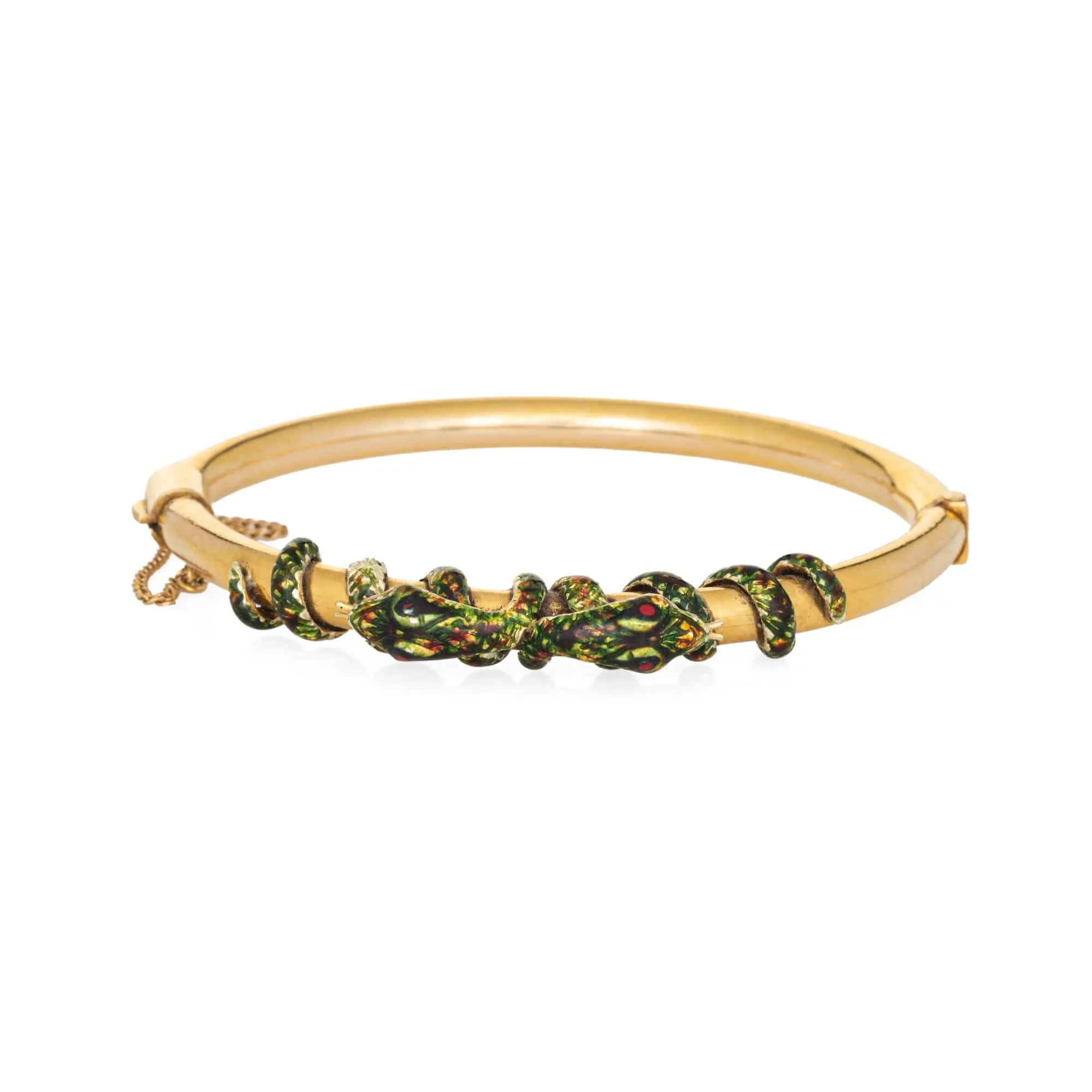 Victorien - Bracelet jonc serpent double en or jaune 14 carats émaillé sold by 58 Facettes