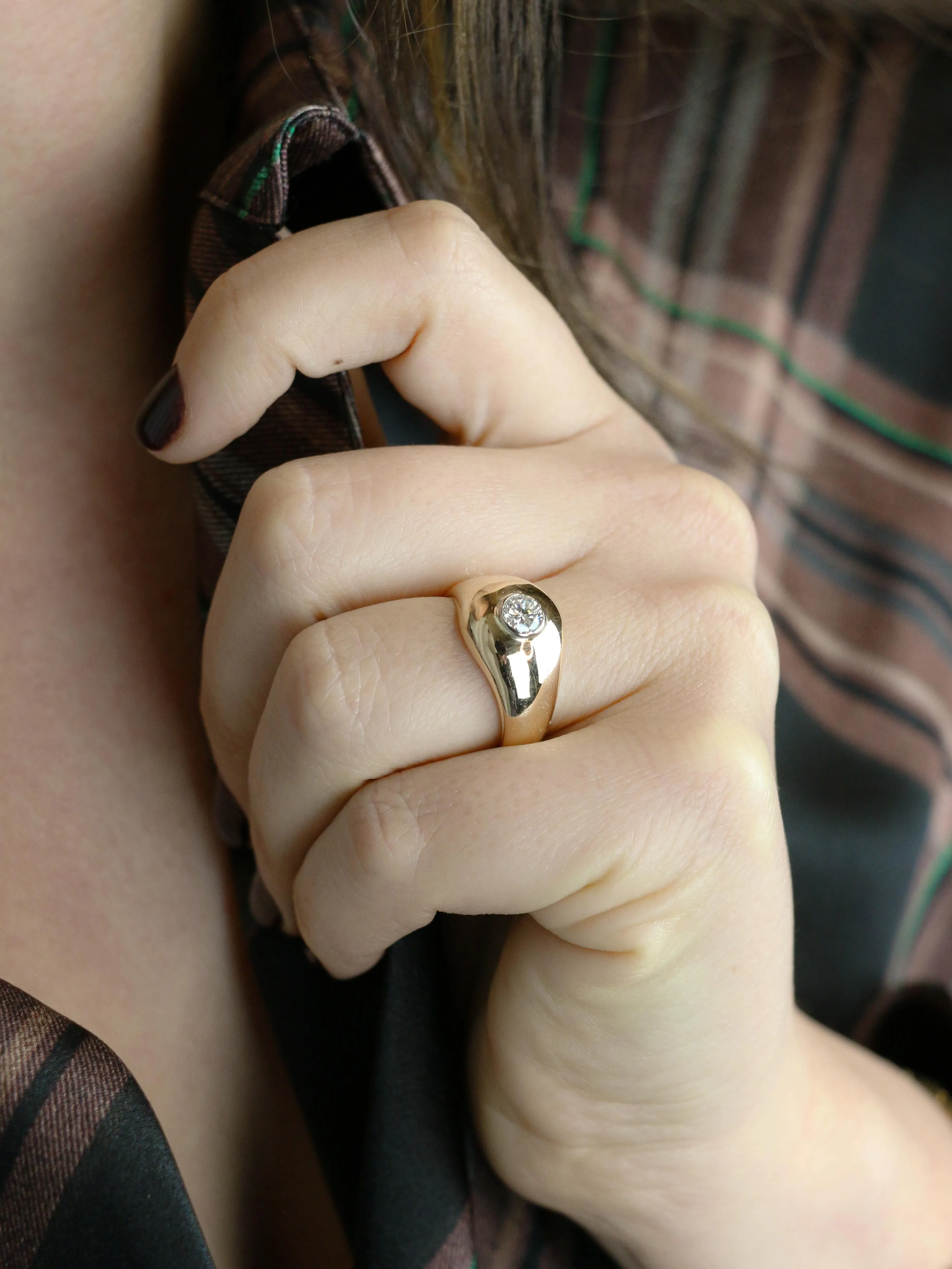 Bague jonc vintage en or jaune 18 carats avec diamant 0,5 ct sold by 58 Facettes product image thumbnail 2