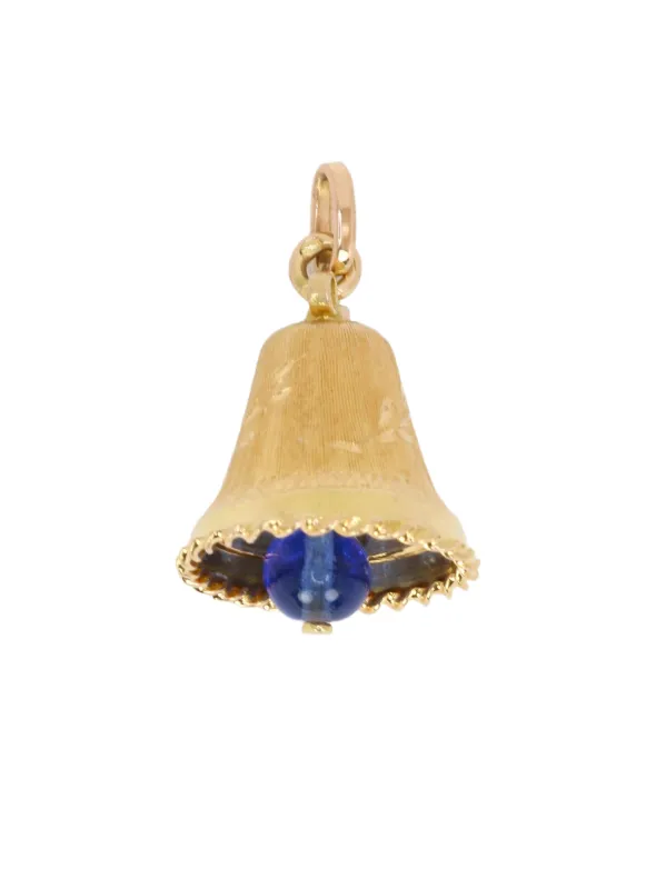 Pendentif charms vintage cloche or jaune pierre bleue sold by 58 Facettes