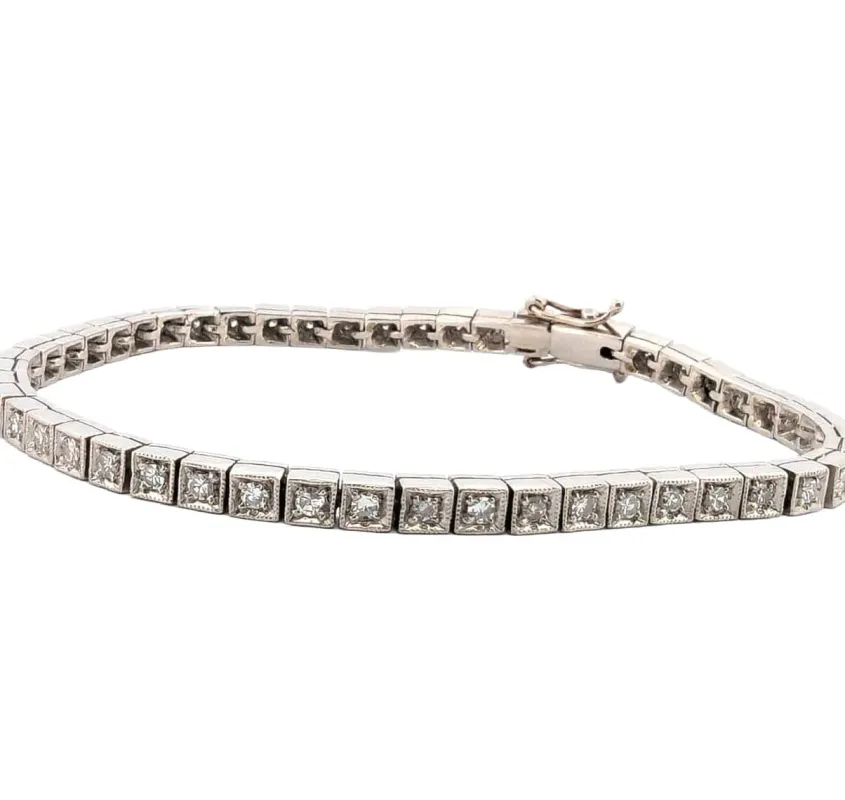 Bracelet tennis en platine avec diamants sold by 58 Facettes