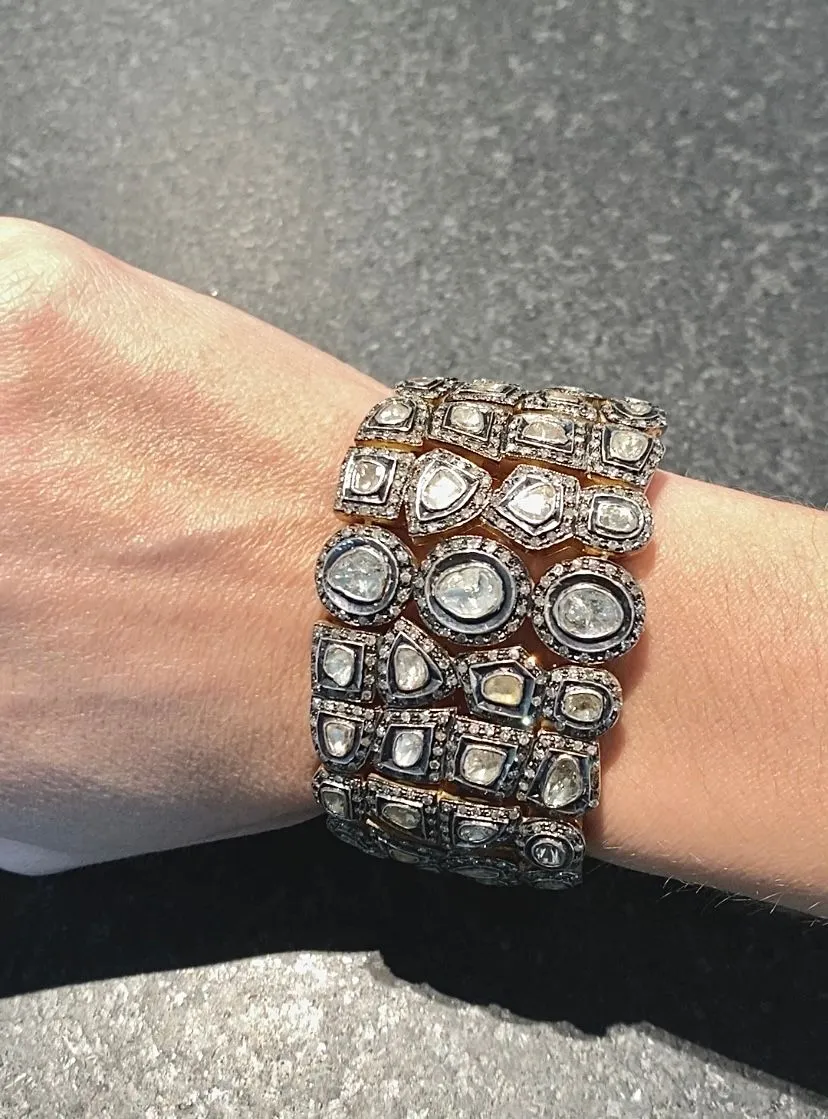 Rare Bracelet manchette époque XVIIIème Or & Argent, Diamants 35 carats sold by 58 Facettes product image thumbnail 2