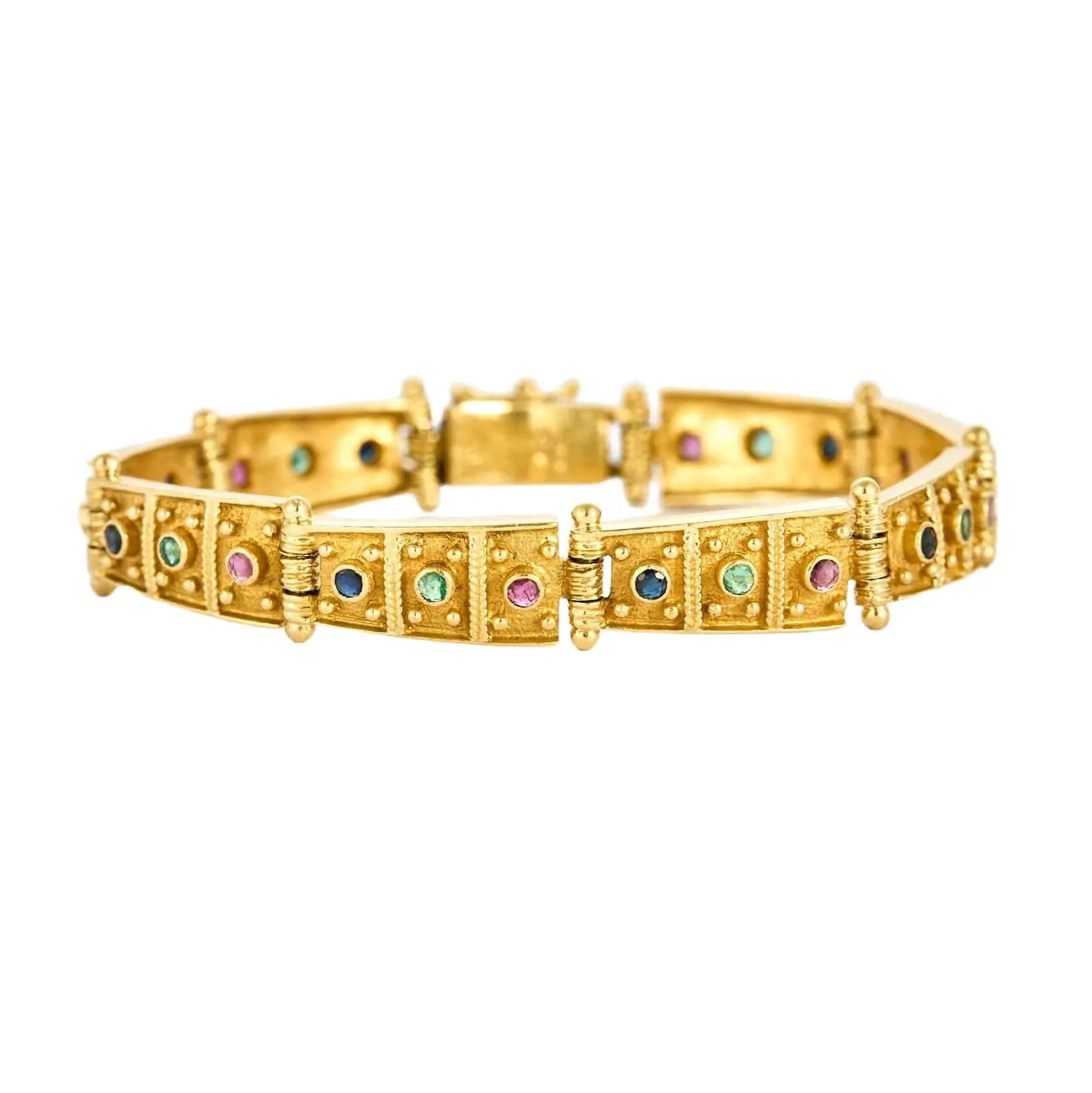 Bracelet en or jaune , rubis, saphir, émeraude sold by 58 Facettes