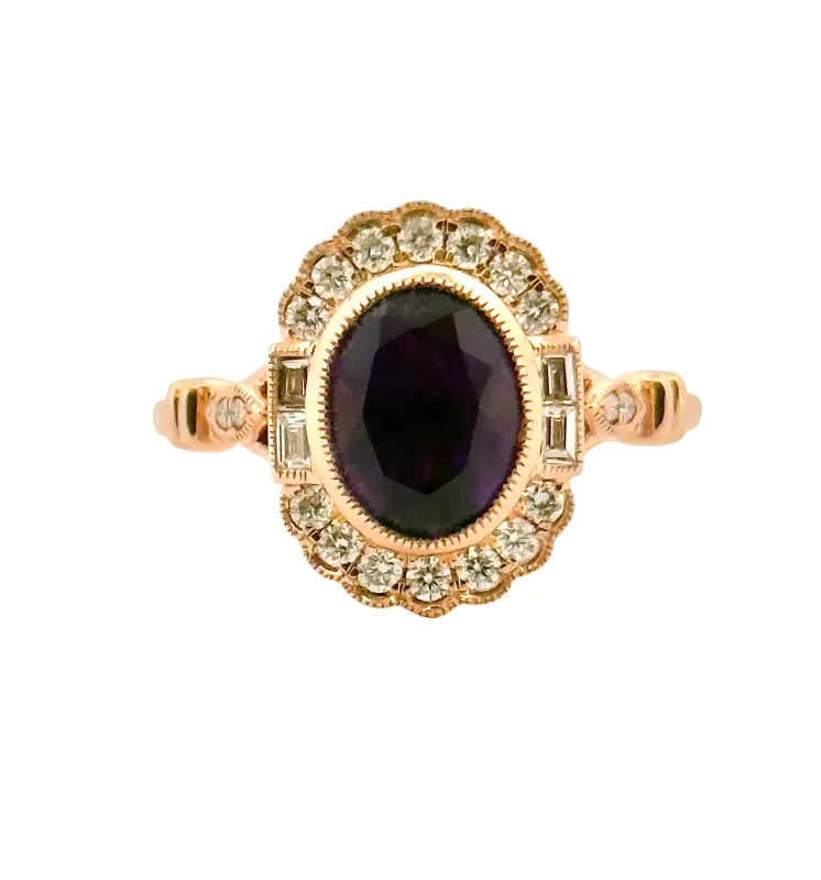 Bague en or rose 18 carats , améthyste et diamants sold by 58 Facettes