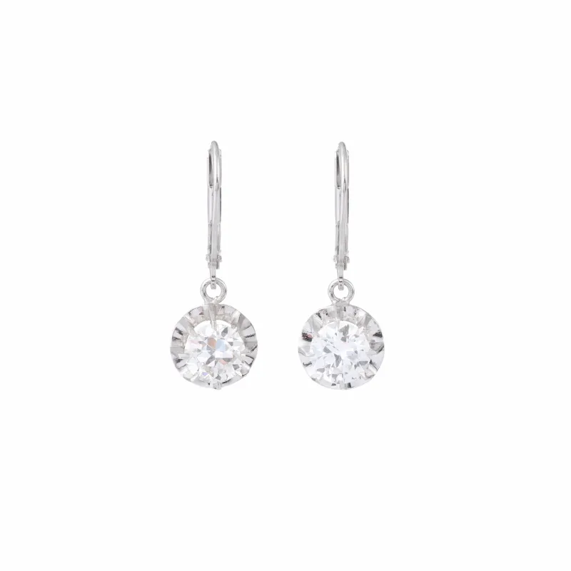 Boucles d'Oreilles Dormeuses Diamants 1.70 Carats Platine Or Gris 18 Carats sold by 58 Facettes