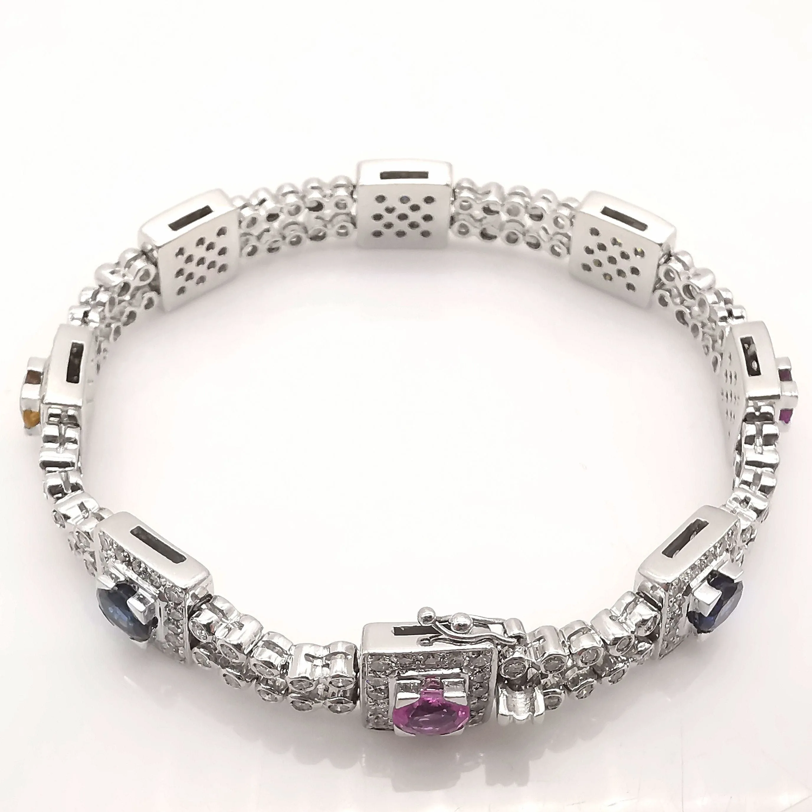 Bracelet or blanc saphirs diamants certifié HRD Anvers sold by 58 Facettes product image thumbnail 4