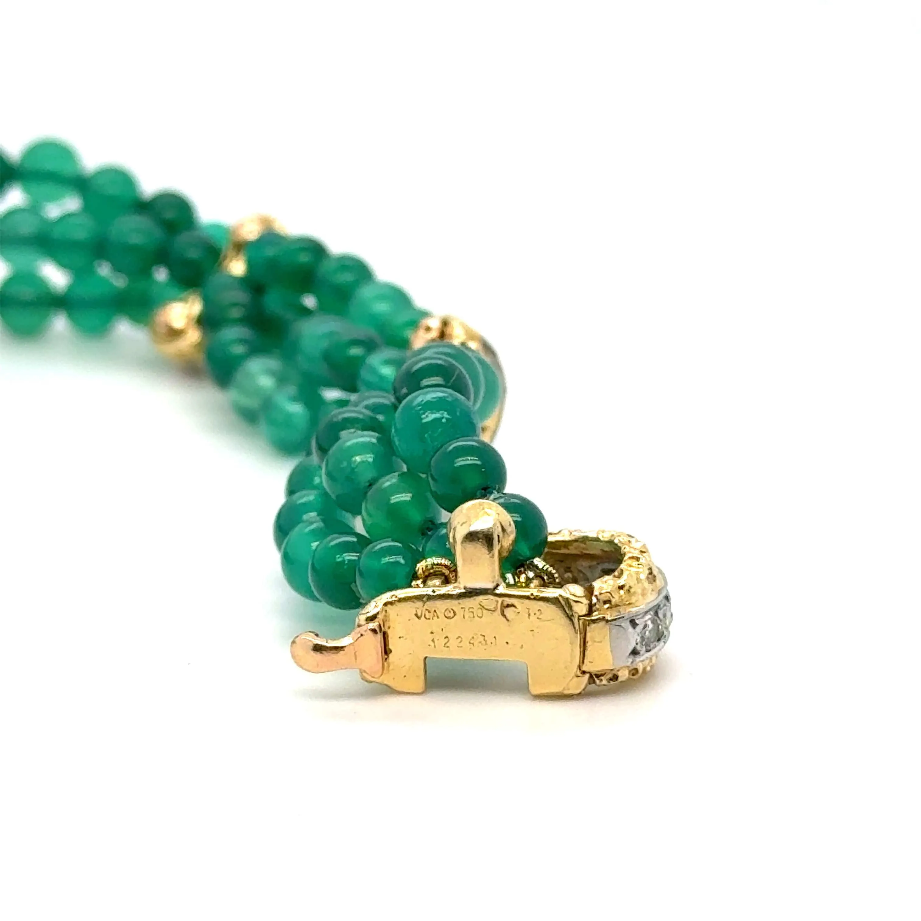 Van Cleef & ARPELS - Bracelet or jaune Chrysoprase et diamants sold by 58 Facettes product image thumbnail 5