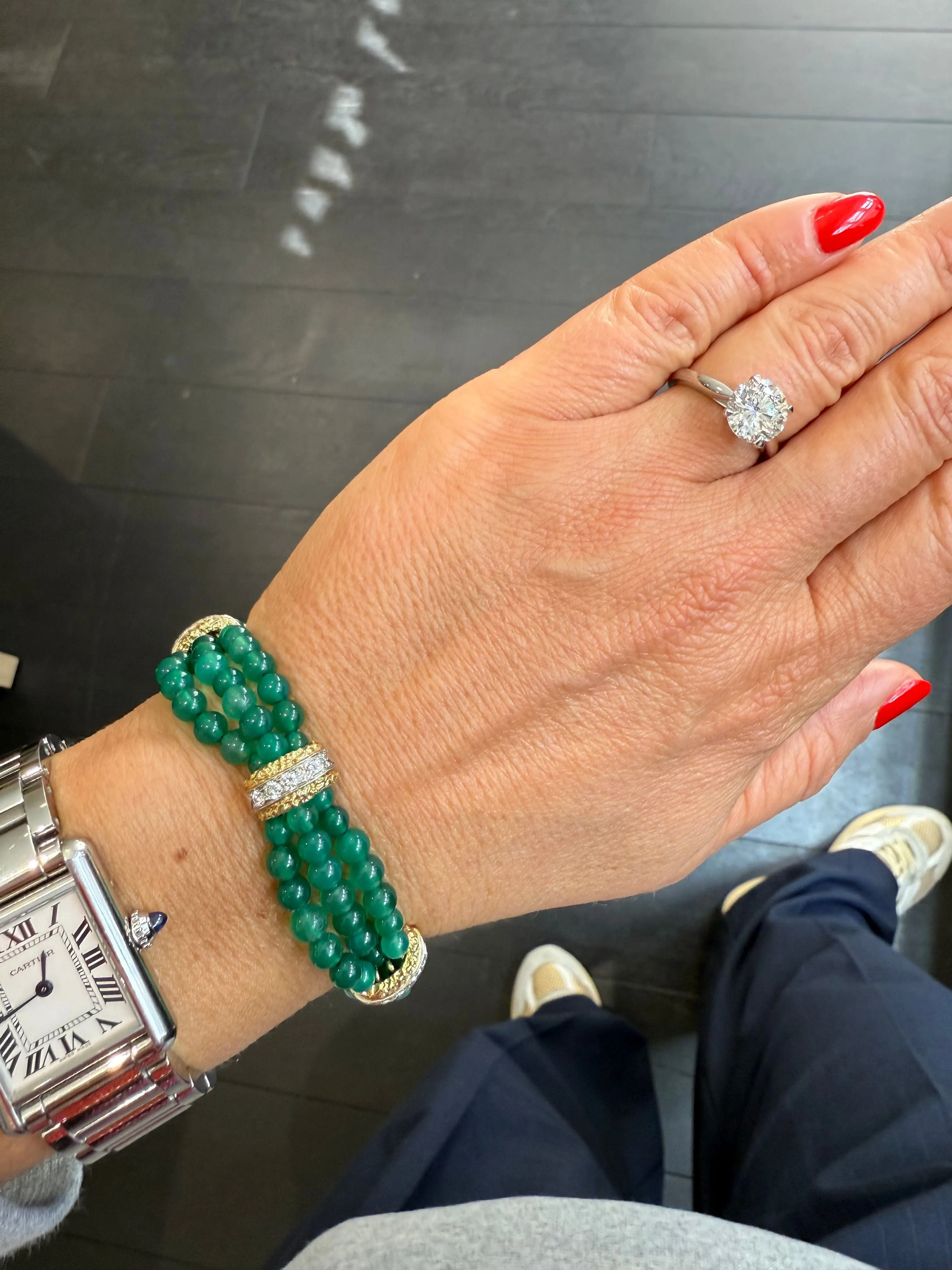 Van Cleef & ARPELS - Bracelet or jaune Chrysoprase et diamants sold by 58 Facettes product image thumbnail 2