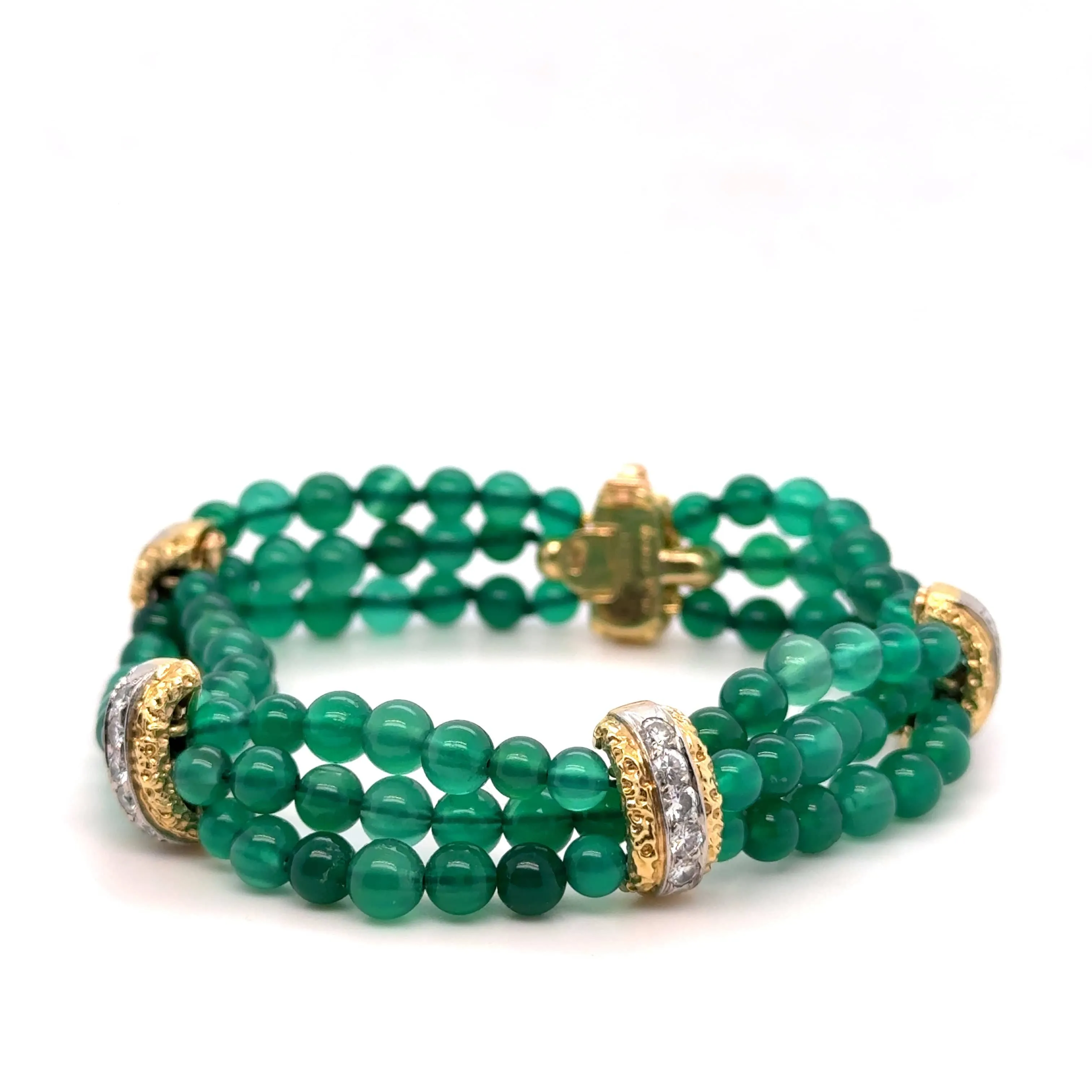 Van Cleef & ARPELS - Bracelet or jaune Chrysoprase et diamants sold by 58 Facettes product image thumbnail 3