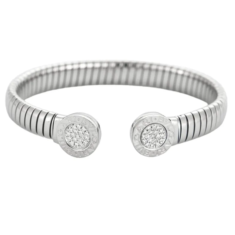 Bulgari Bracelet BULGARI - Bracelet ouvert or gris et diamants sold by 58 Facettes