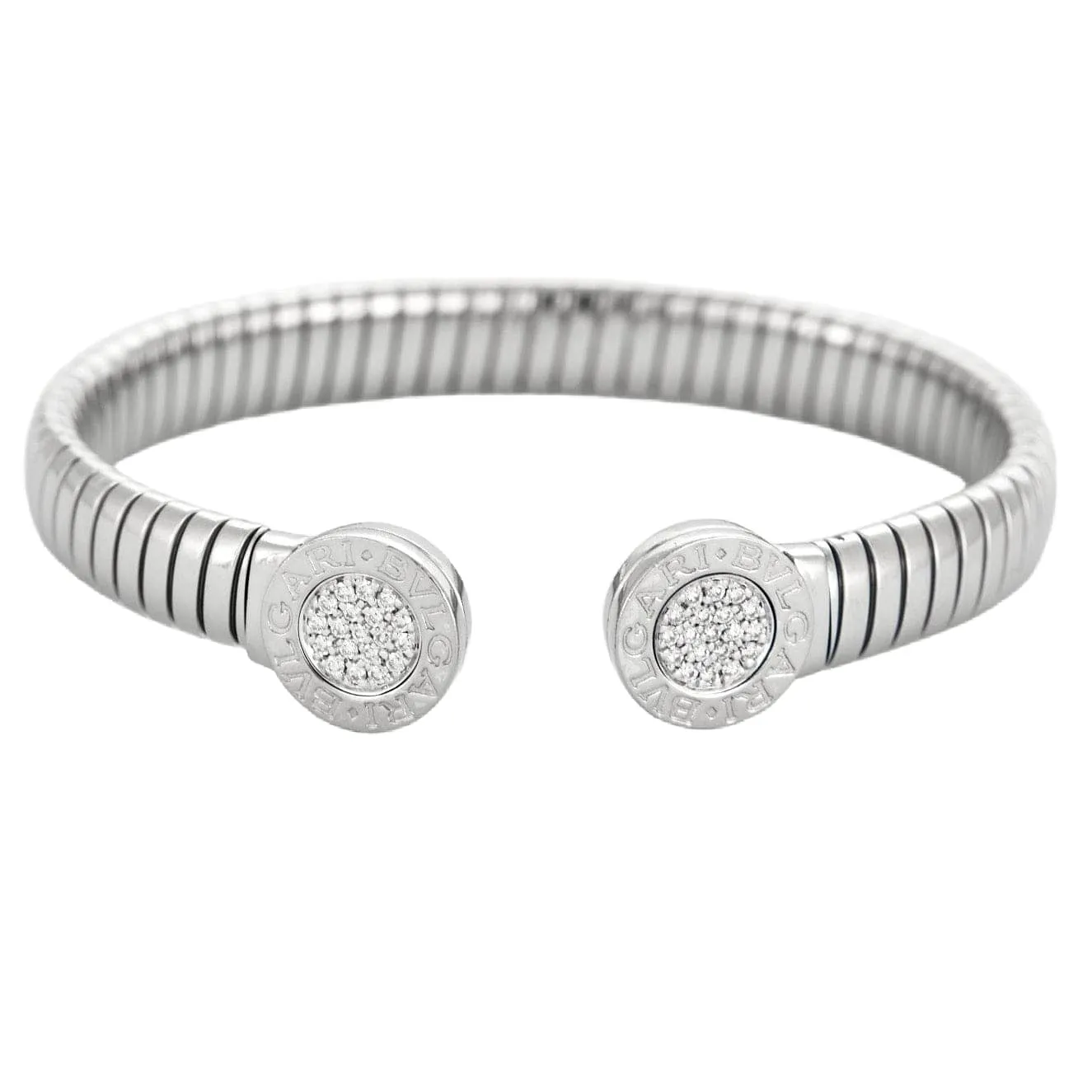 Bulgari Bracelet BULGARI - Bracelet ouvert or gris et diamants sold by 58 Facettes