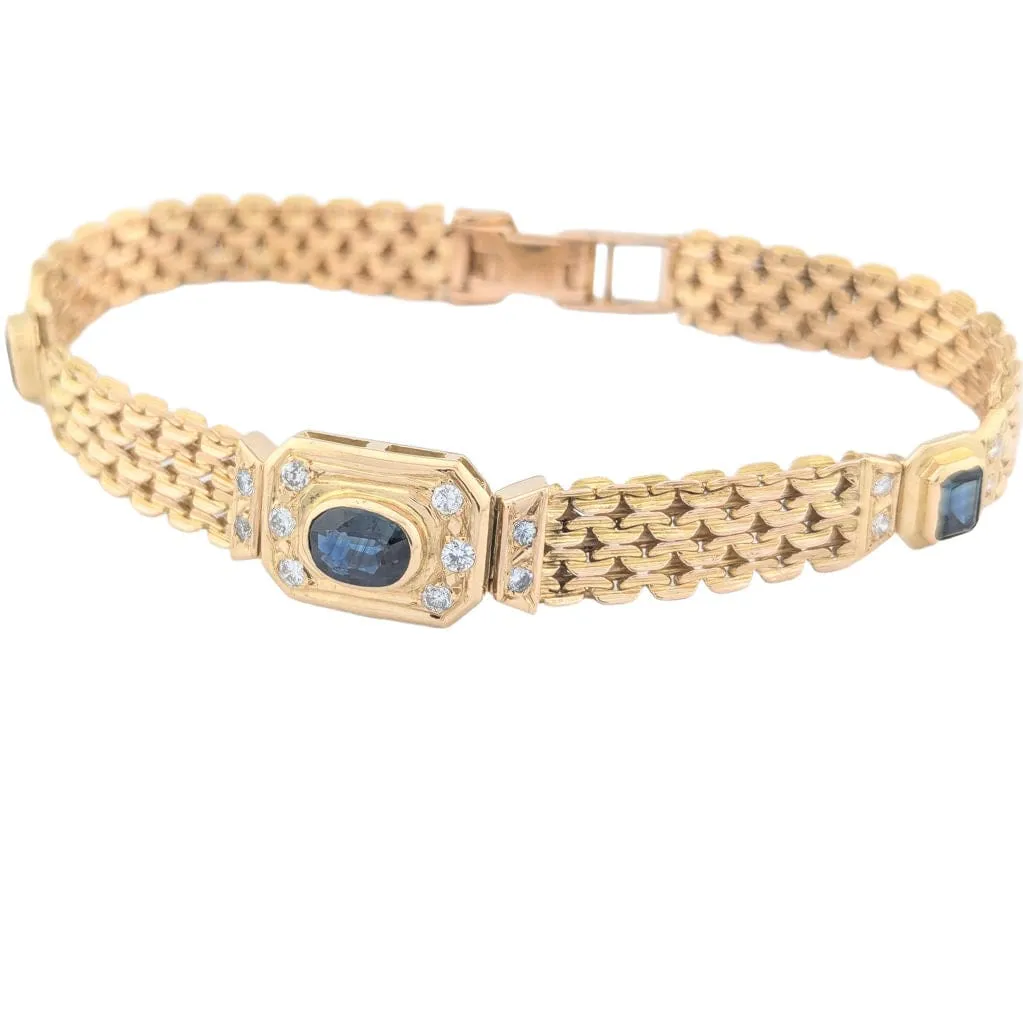 Bracelet Art déco en or jaune diamants et saphirs sold by 58 Facettes