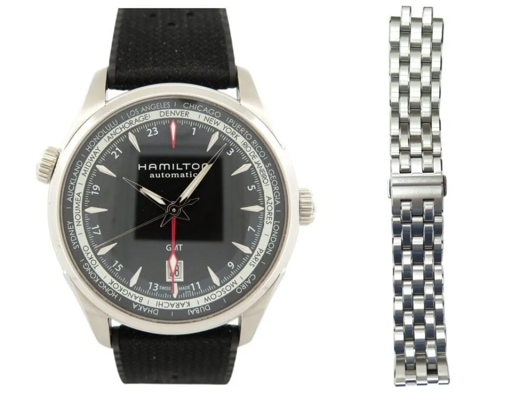 montre HAMILTON jazzmaster gmt h32695731 40mm automatique boite made by 58 Facettes