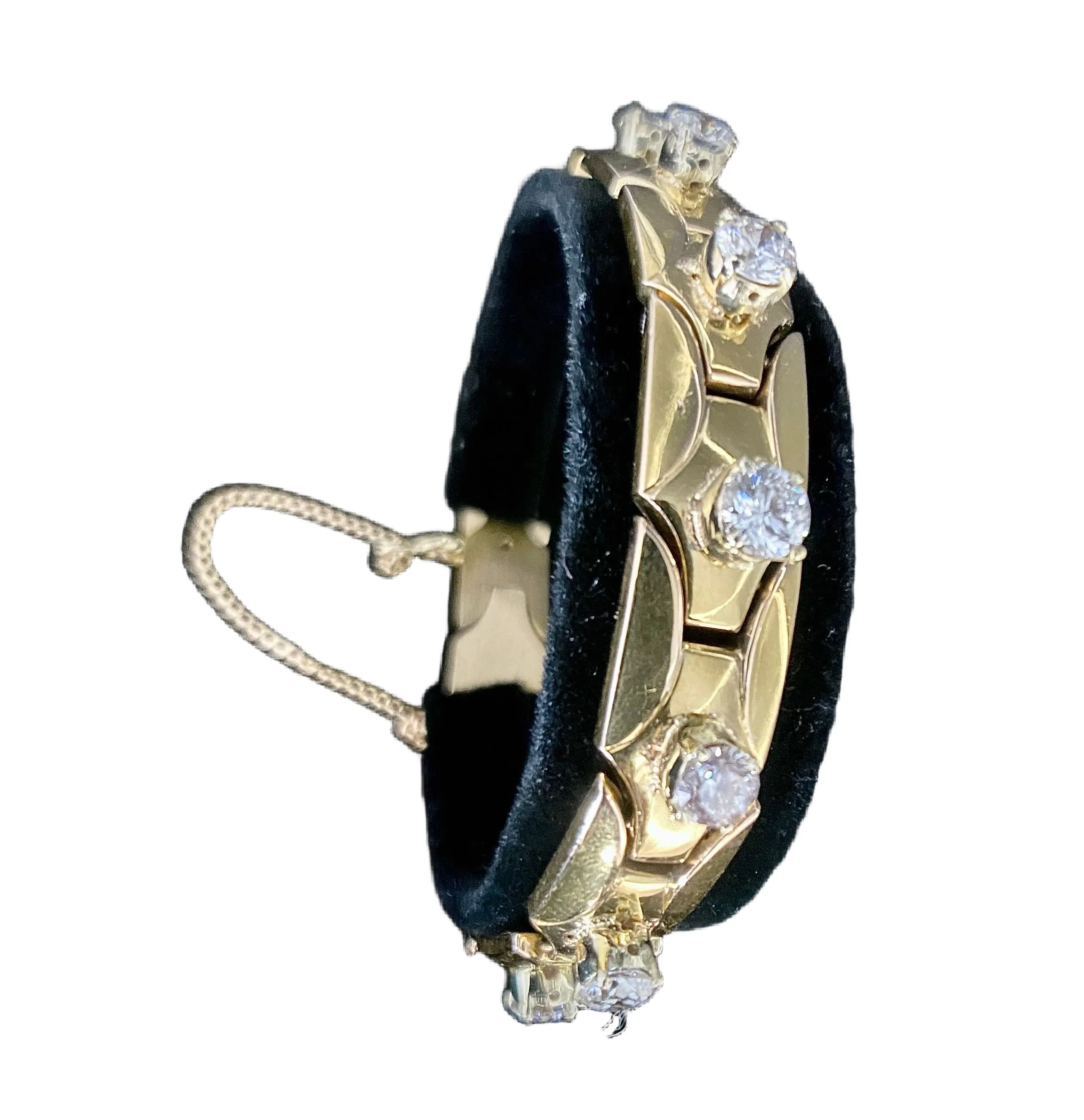 Bracelet Tank en or jaune sertie de 4,40 carats de diamants sold by 58 Facettes