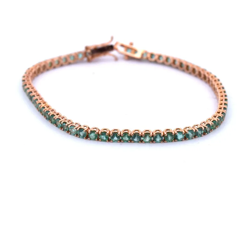 BRACELET UNISEXE « TENNIS » - OR ROSE 18 KT - ÉMERAUDES NATURELLES sold by 58 Facettes