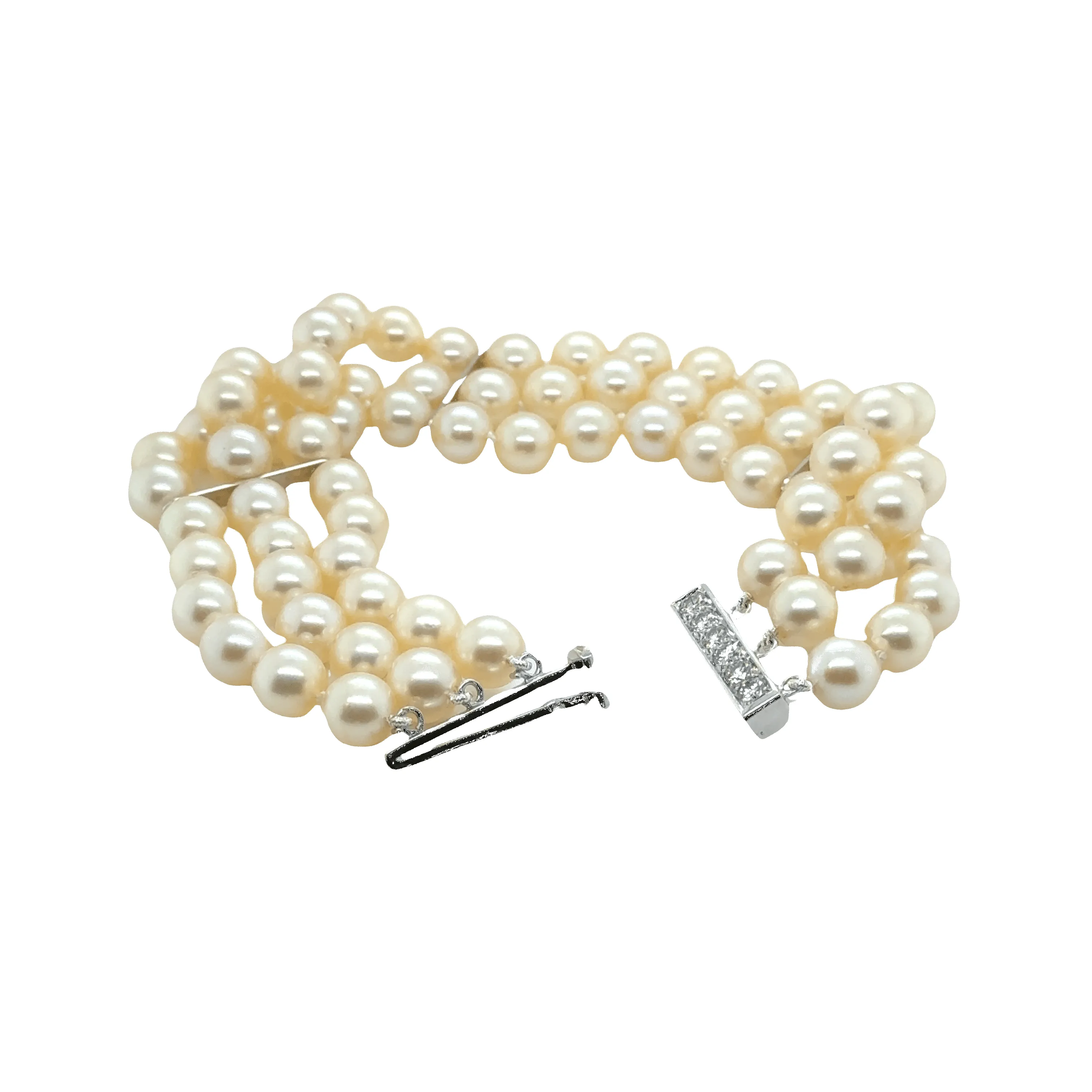 Bracelet perles de culture - Or blanc et Diamants sold by 58 Facettes