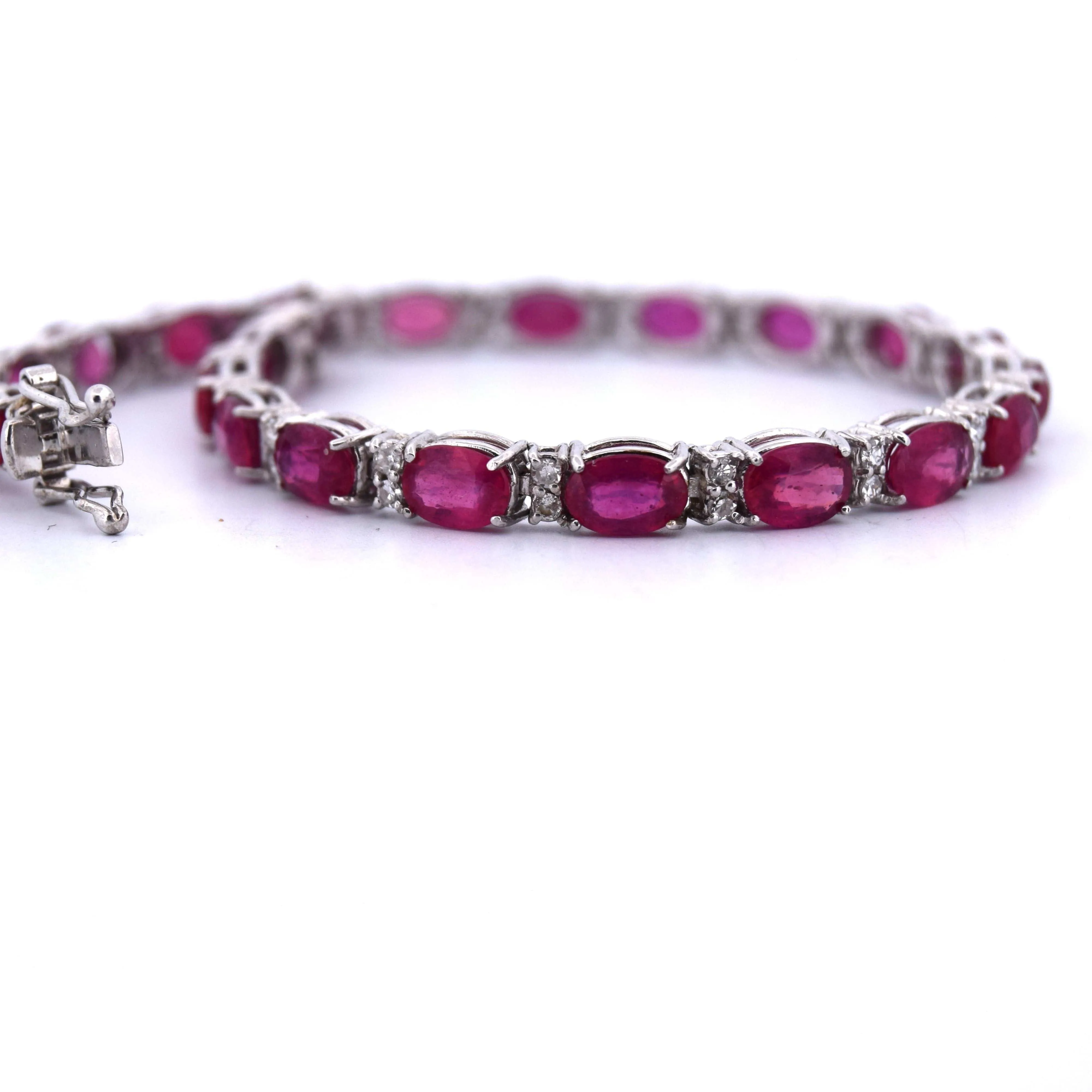 Bracelet Tennis - Or Blanc - Rubis et Diamants sold by 58 Facettes product image thumbnail 5