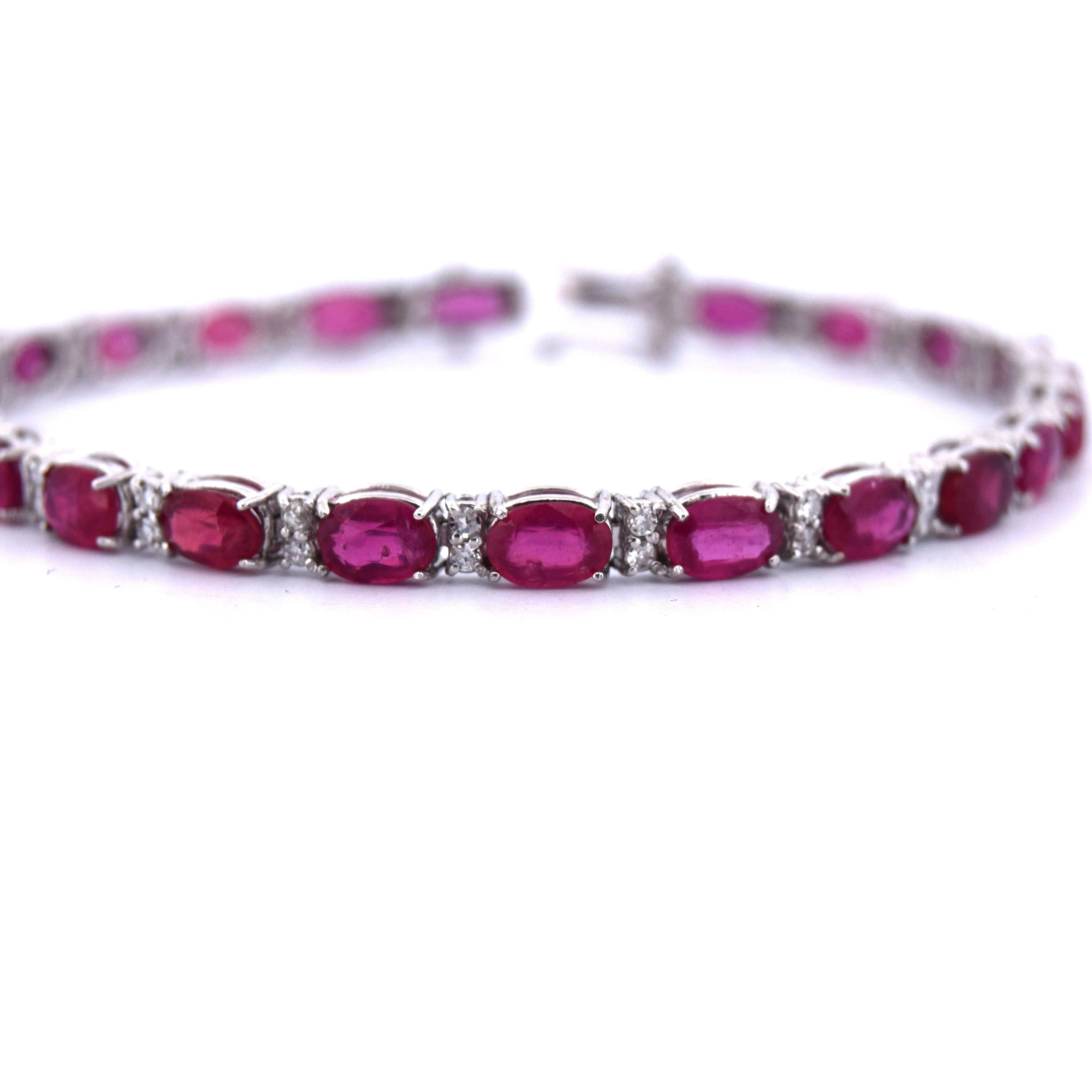 Bracelet Tennis - Or Blanc - Rubis et Diamants sold by 58 Facettes product image thumbnail 2