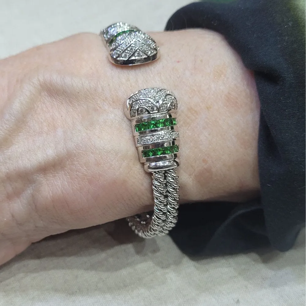 Bracelet en or blanc avec diamants et tsavorites sold by 58 Facettes product image thumbnail 4