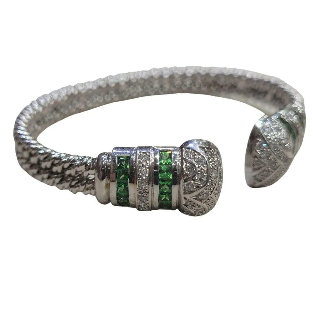 Bracelet en or blanc avec diamants et tsavorites sold by 58 Facettes
