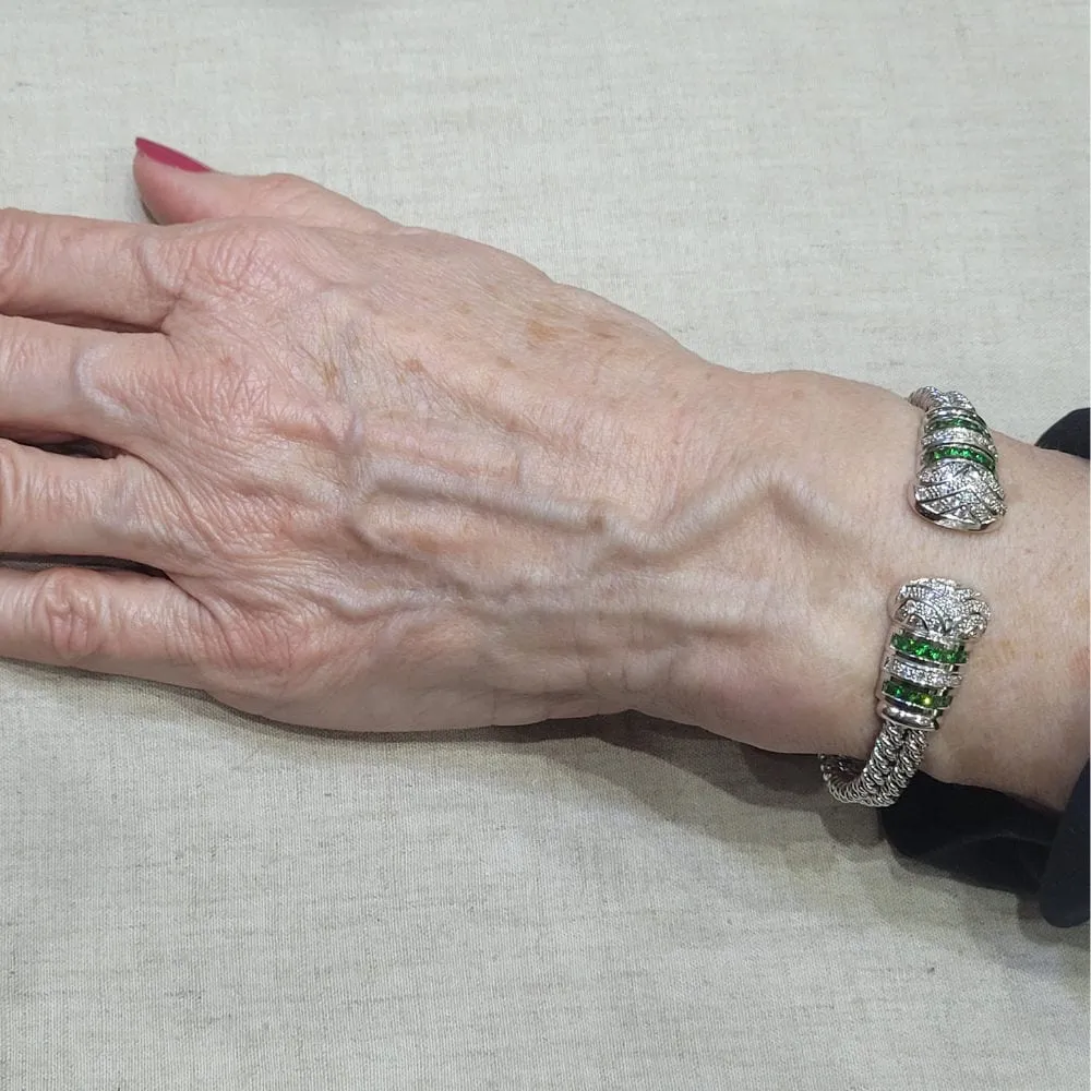 Bracelet en or blanc avec diamants et tsavorites sold by 58 Facettes product image thumbnail 2