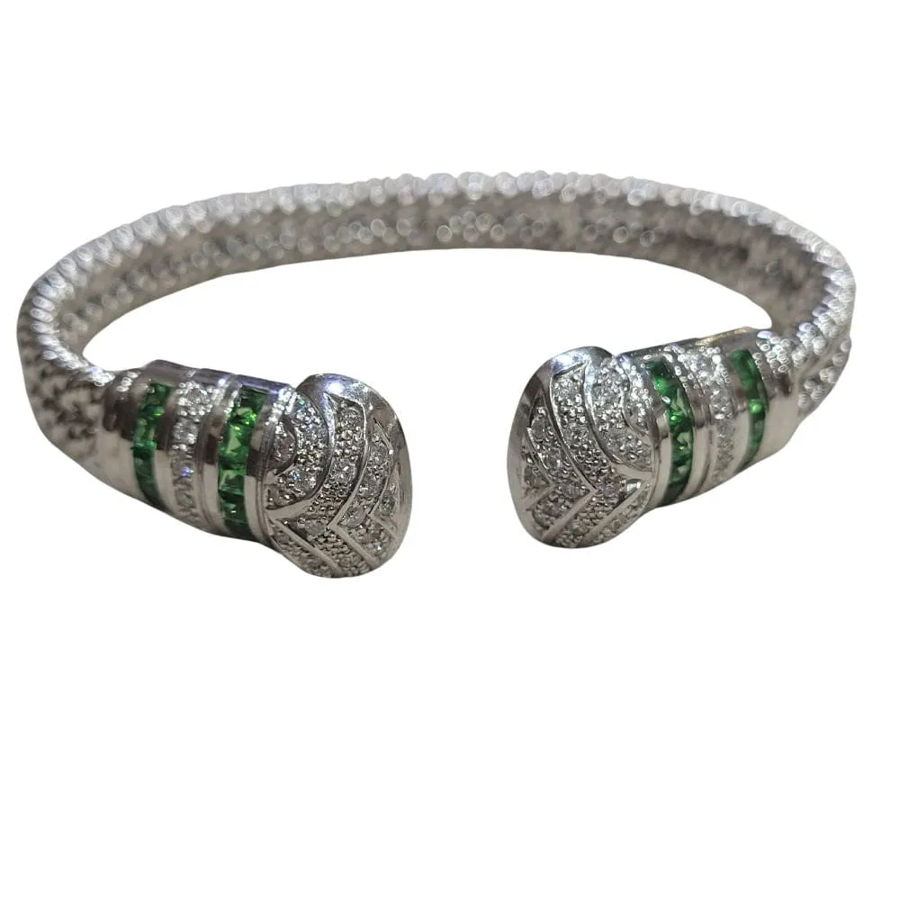 Bracelet en or blanc avec diamants et tsavorites sold by 58 Facettes product image thumbnail 3