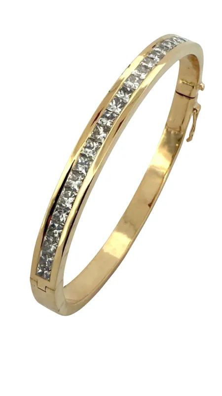 Bracelet jonc or jaune et diamants princesse sold by 58 Facettes