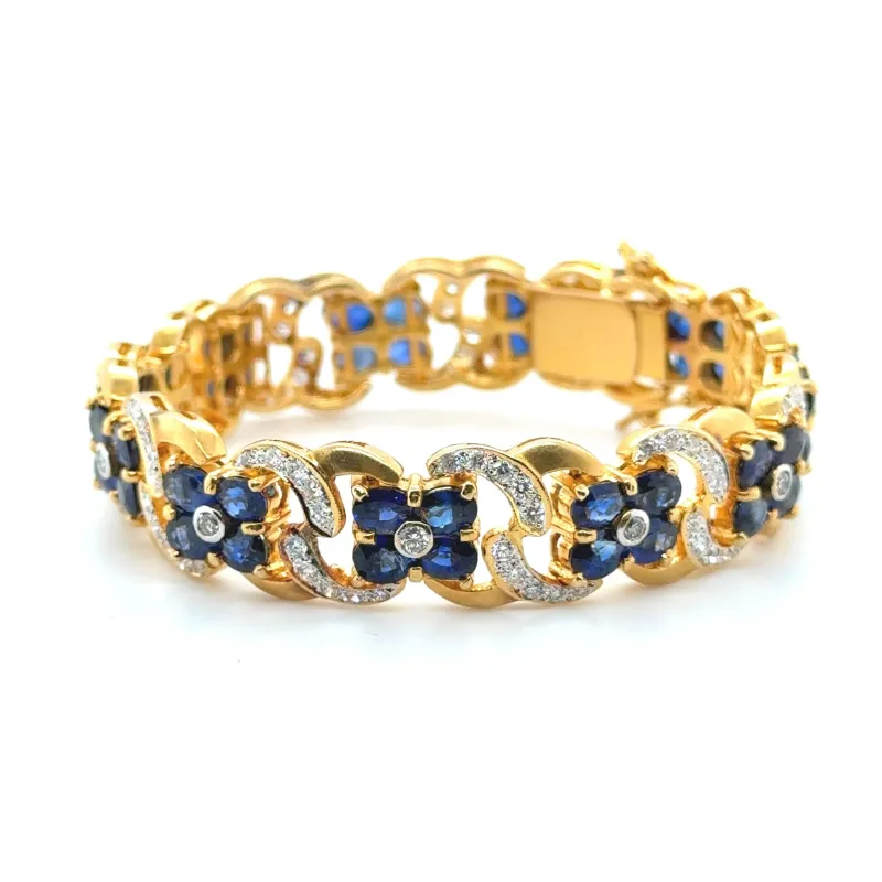 Bracelet Or Jaune 22 carats - Saphirs et Diamants sold by 58 Facettes