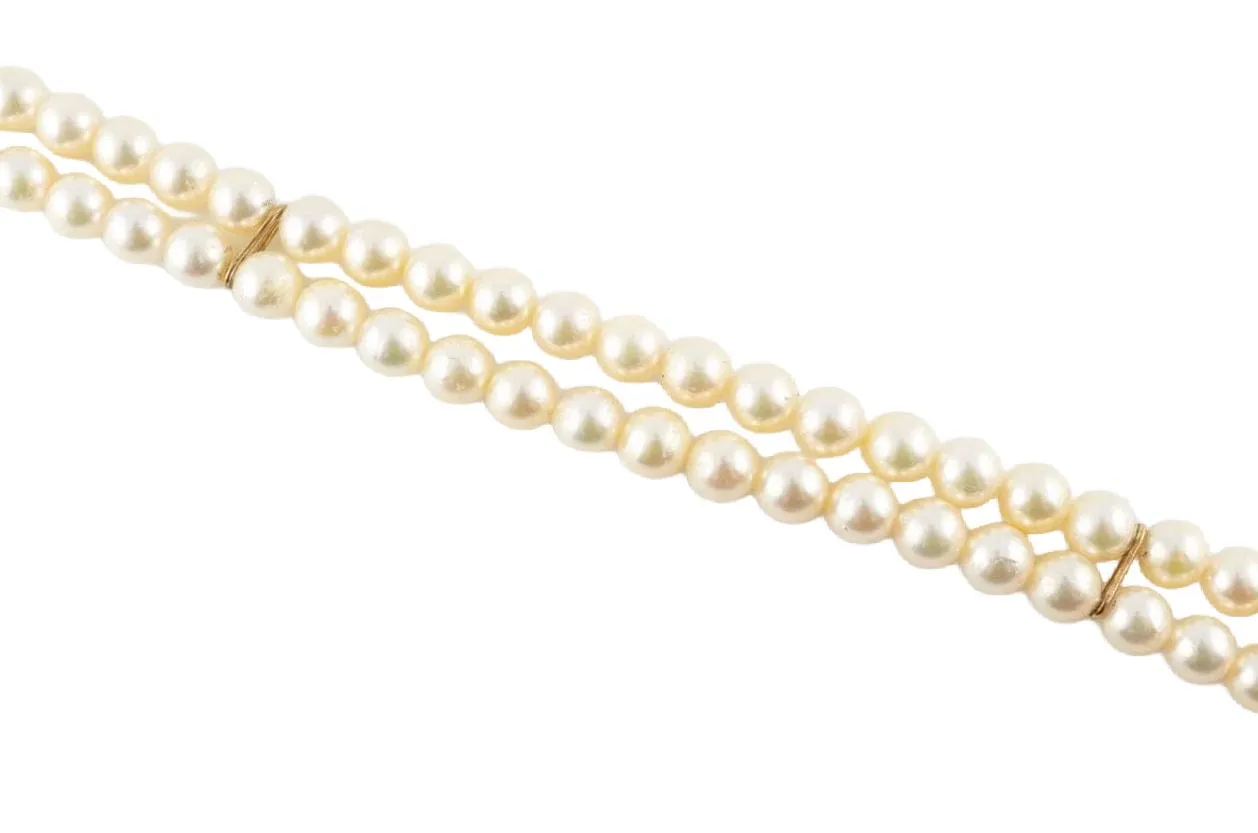 Bracelet 2 rangs de perles de culture fermoir or sold by 58 Facettes
