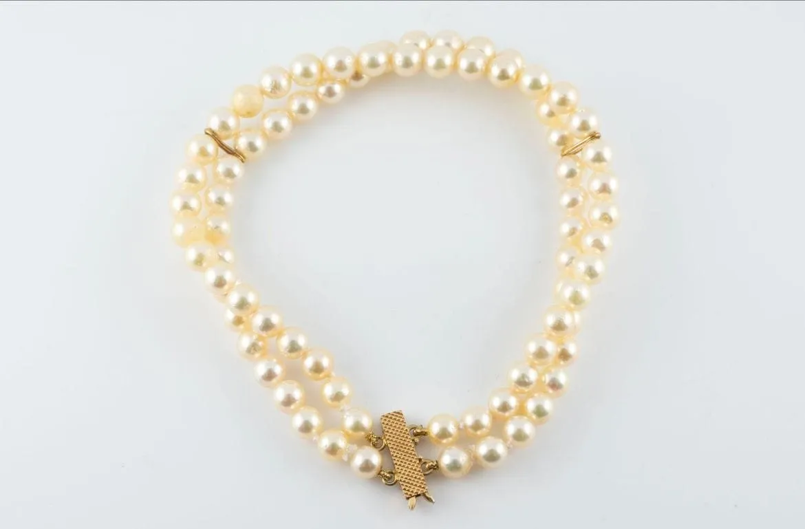 Bracelet 2 rangs de perles de culture fermoir or sold by 58 Facettes product image thumbnail 2