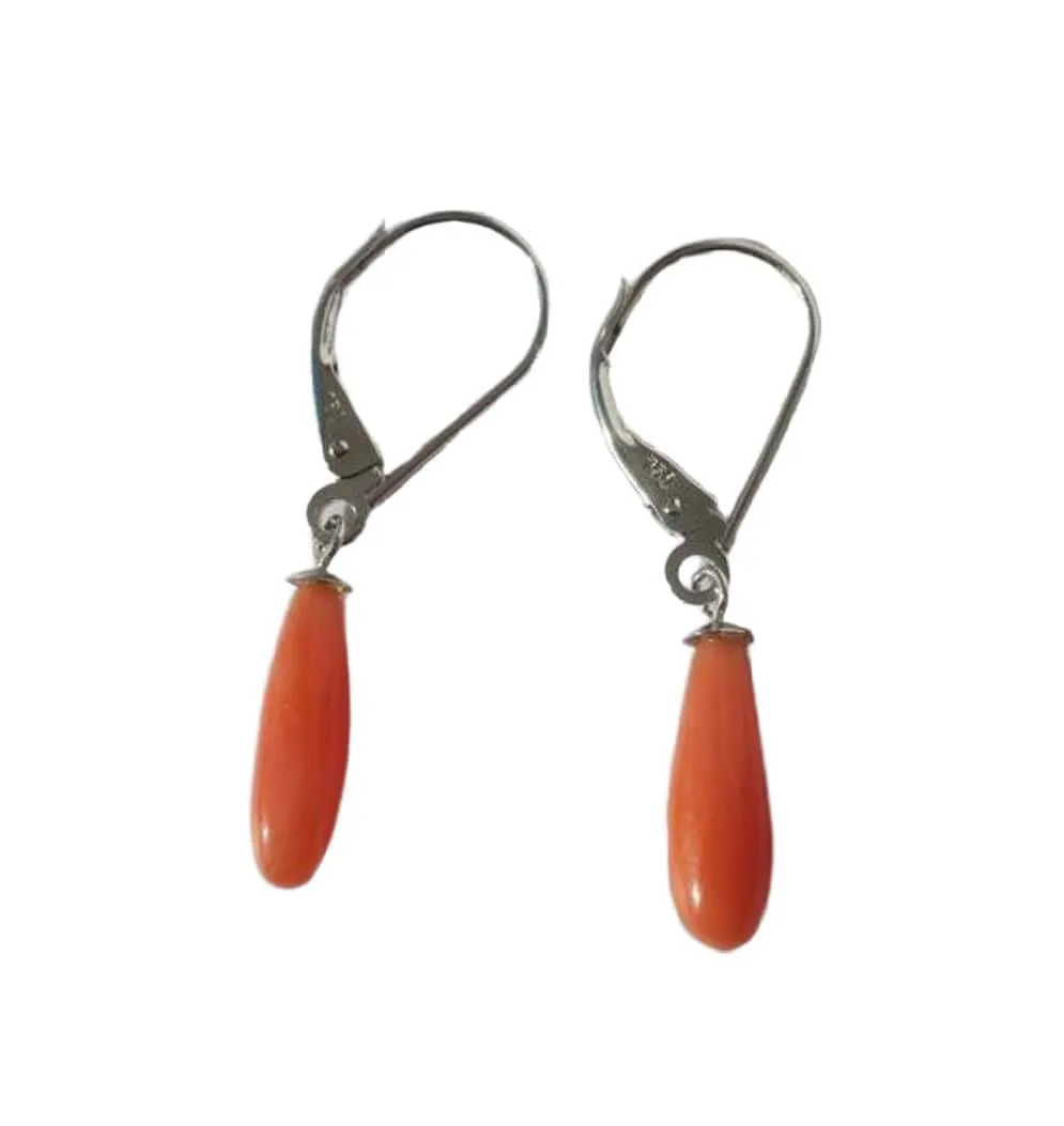 Boucles d’oreilles dormeuses pendantes or blanc corail sold by 58 Facettes