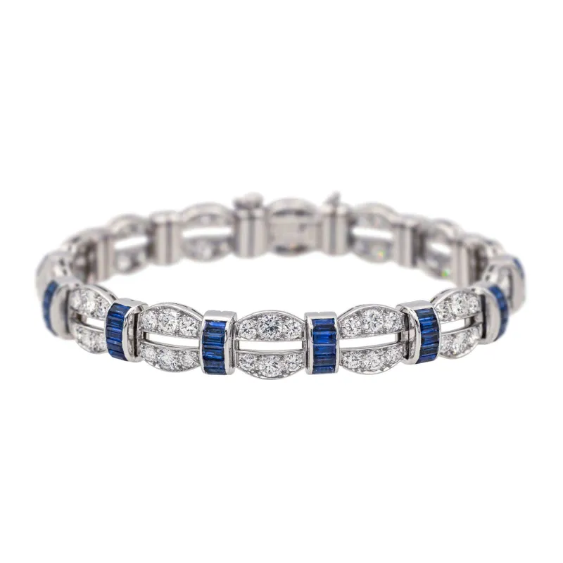 Bracelet Or blanc, Platine Diamant, Saphir sold by 58 Facettes