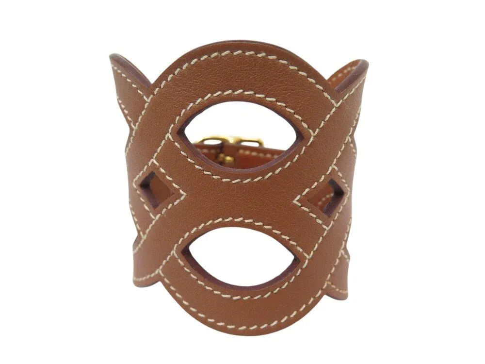 bracelet HERMES manchette entrelacs cuir swift h081205cc37t2 16-17cm sold by 58 Facettes product image thumbnail 2