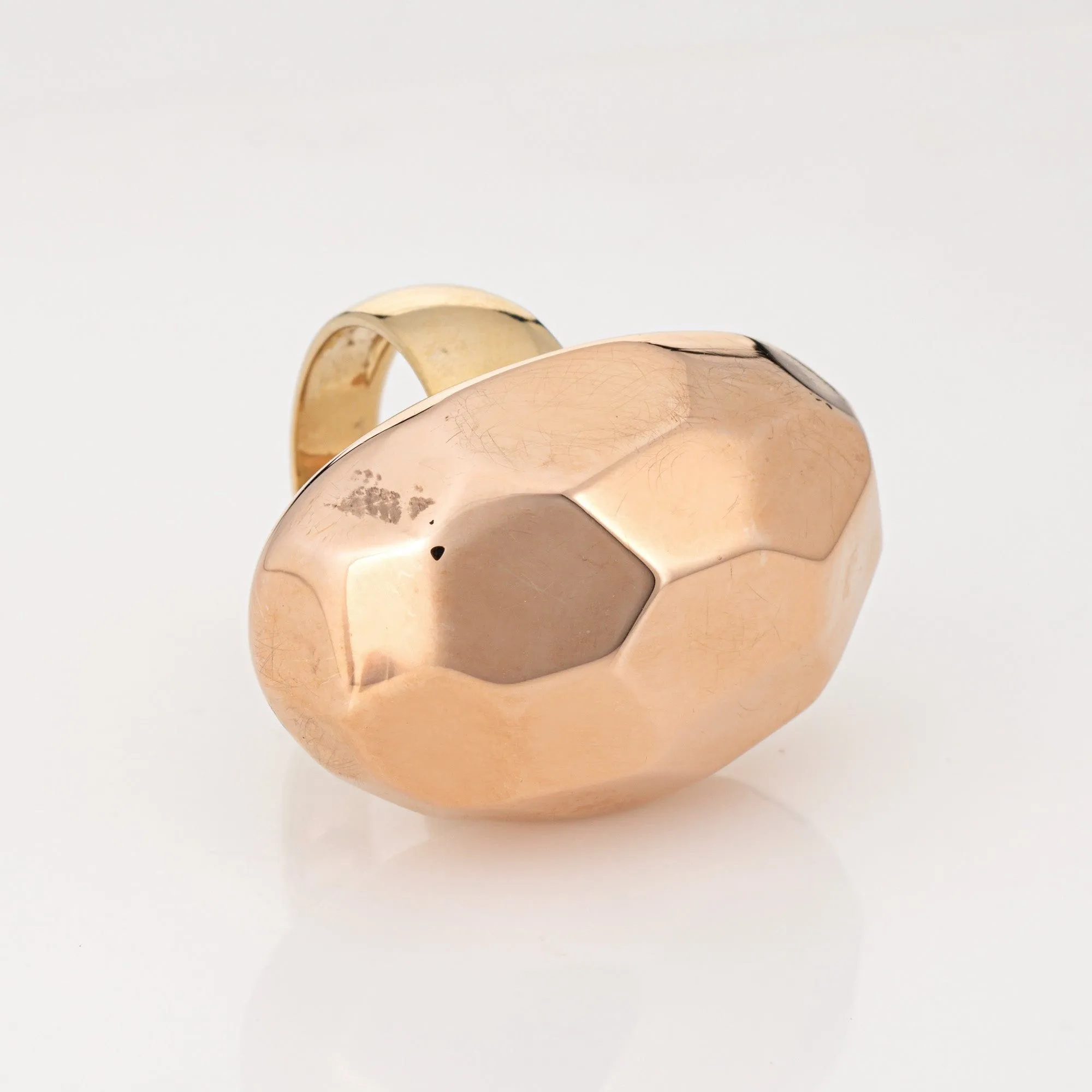 Grande bague cocktail à facettes 14 carats, or jaune rose bicolore sold by 58 Facettes product image thumbnail 4