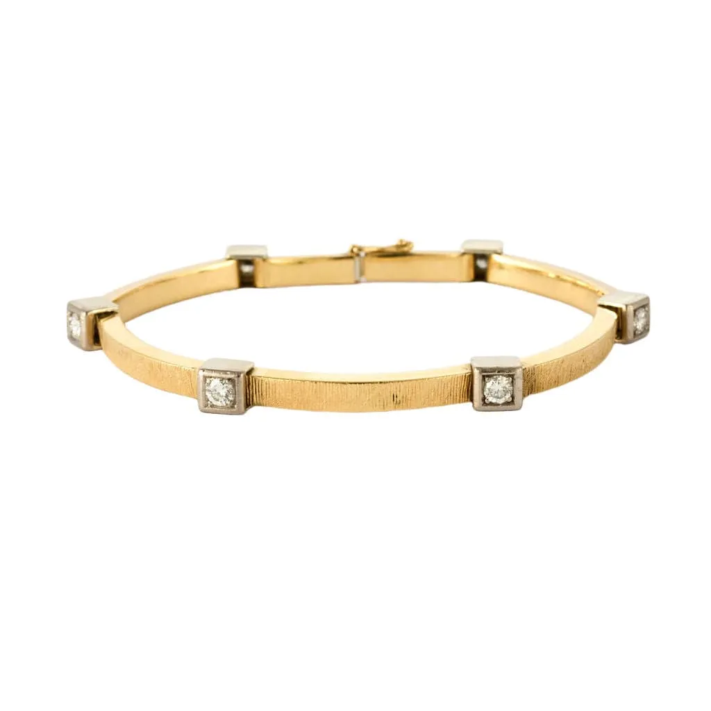 Bracelet moderniste en or jaune et gris, et diamants sold by 58 Facettes