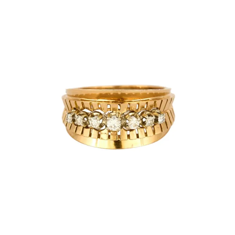 Bague bandeau or jaune et diamants sold by 58 Facettes