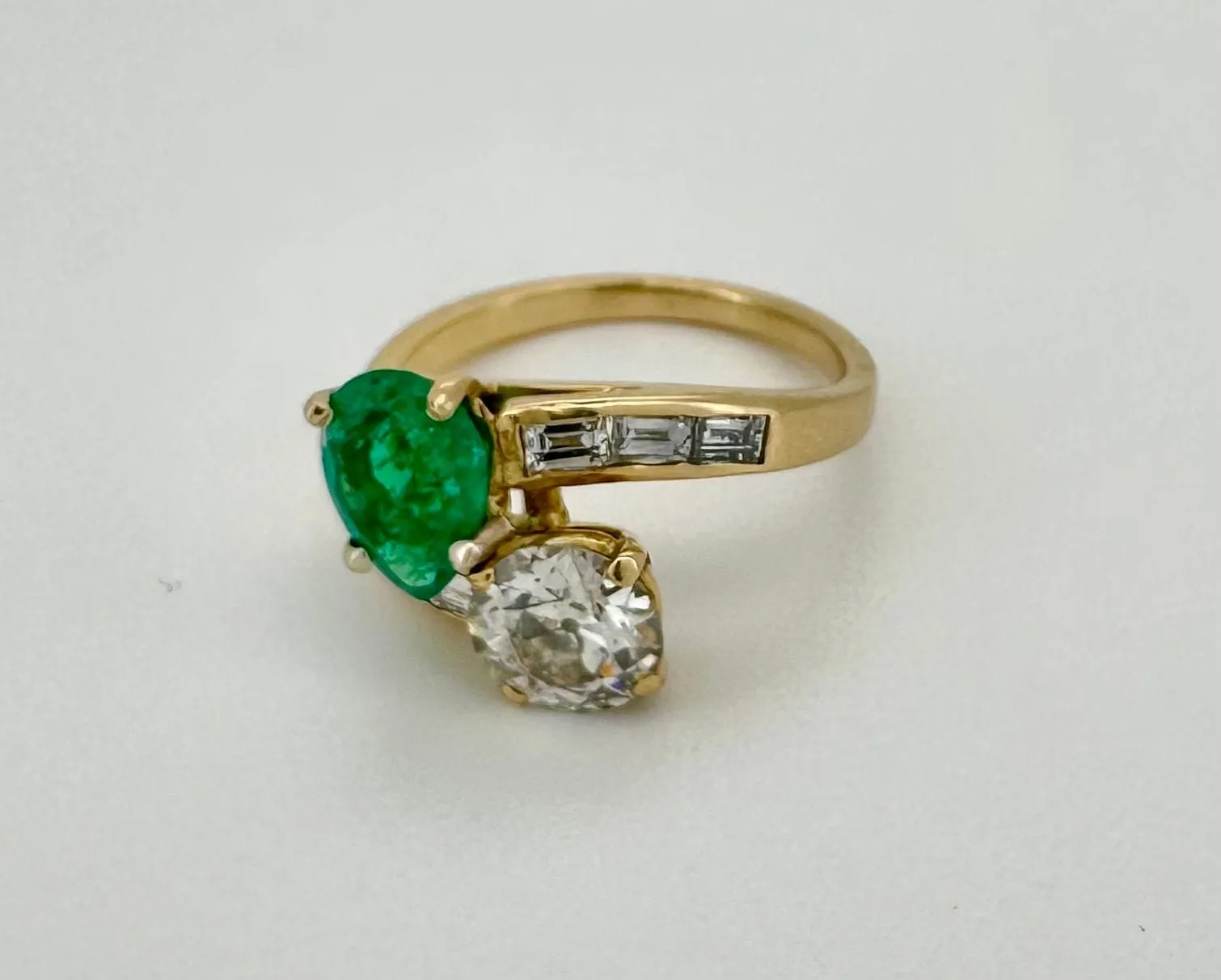 Bague toi & moi émeraude diamants sold by 58 Facettes product image thumbnail 5