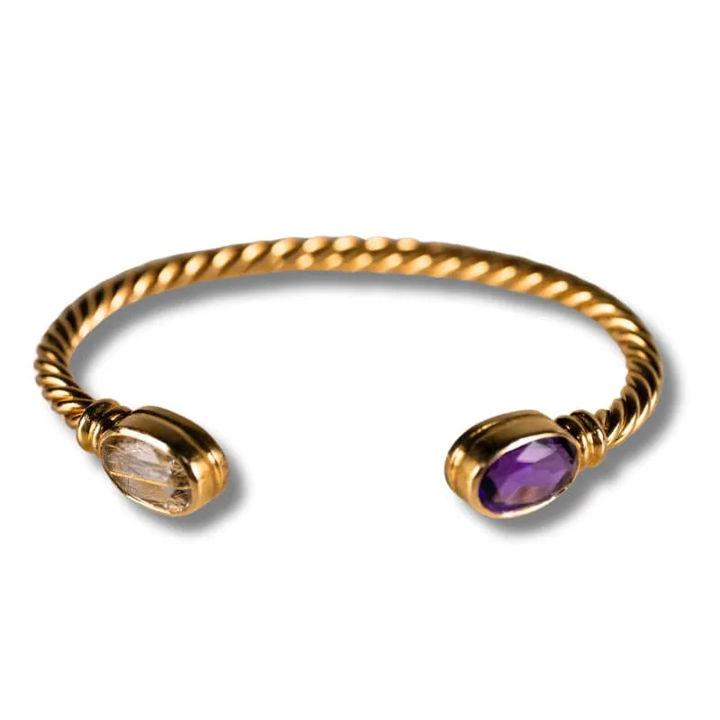 BULGARI - Bracelet Jonc - en or jaune 18k, améthyste et quartz de rutile sold by 58 Facettes